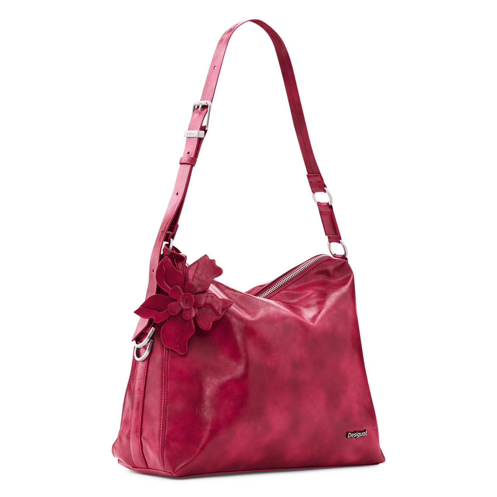 Sac épaule uni zippé DESIGUAL Rouge