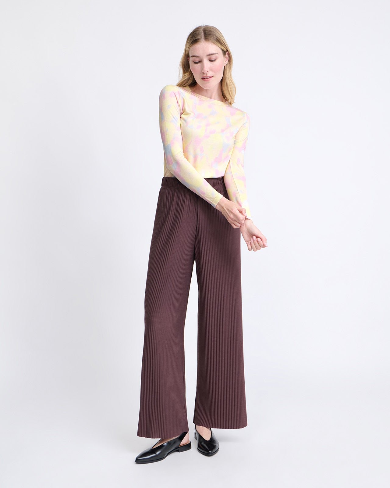 Pantalon large plissé EMOI EMOI Marron
