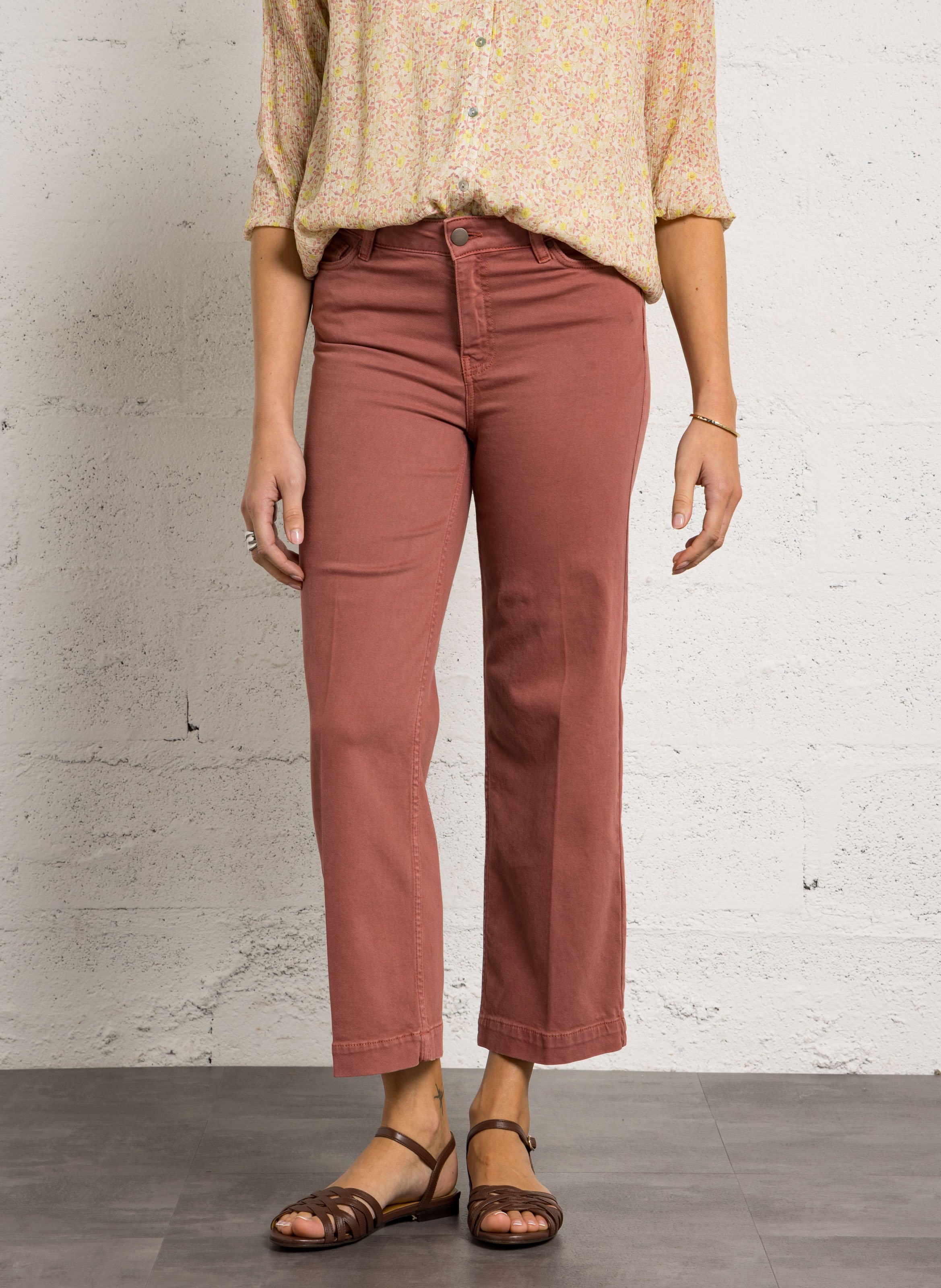 Cotton blend cropped jeans MAISON 123 Pink