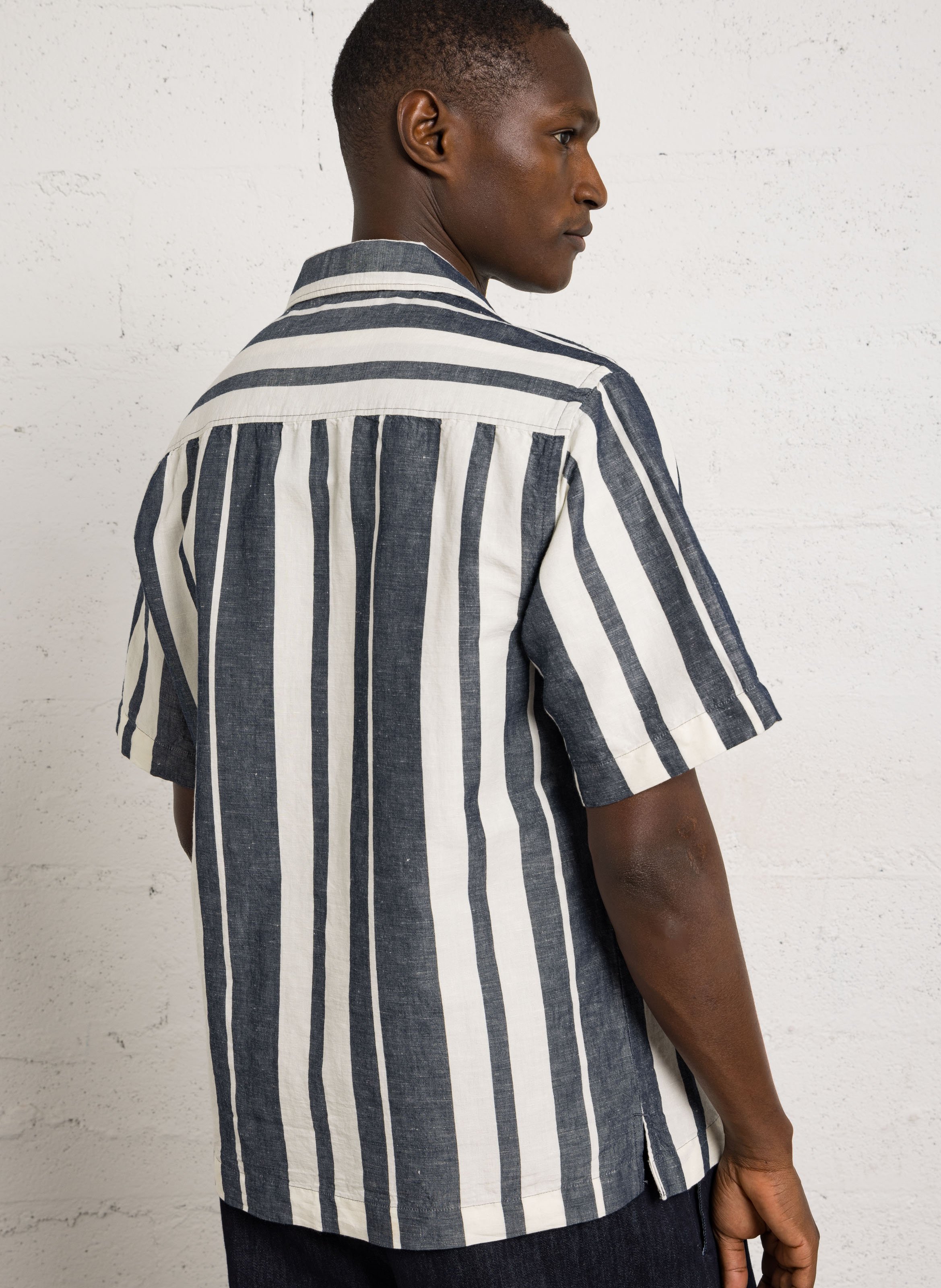 Chemise droite rayée en lin mélangé MINIMUM Multicolore