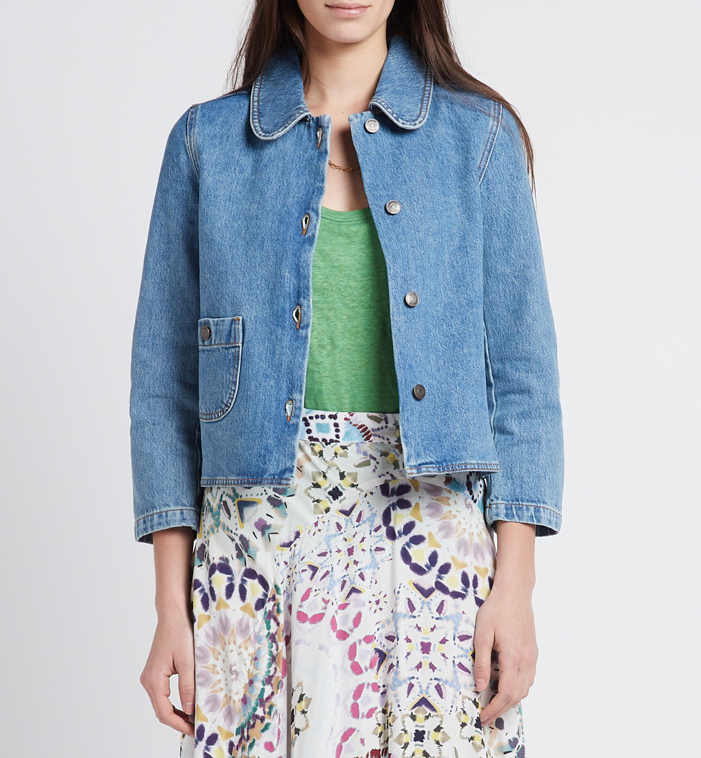 Veste courte en denim délavé BA&SH Bleu