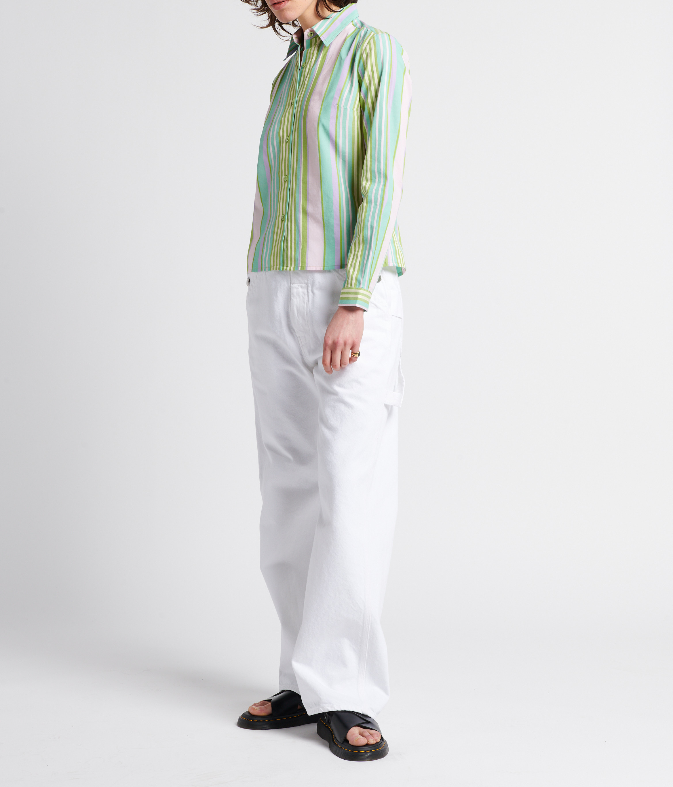 Camisa de algodón a rayas con cuello clásico LAURENCE BRAS Azul