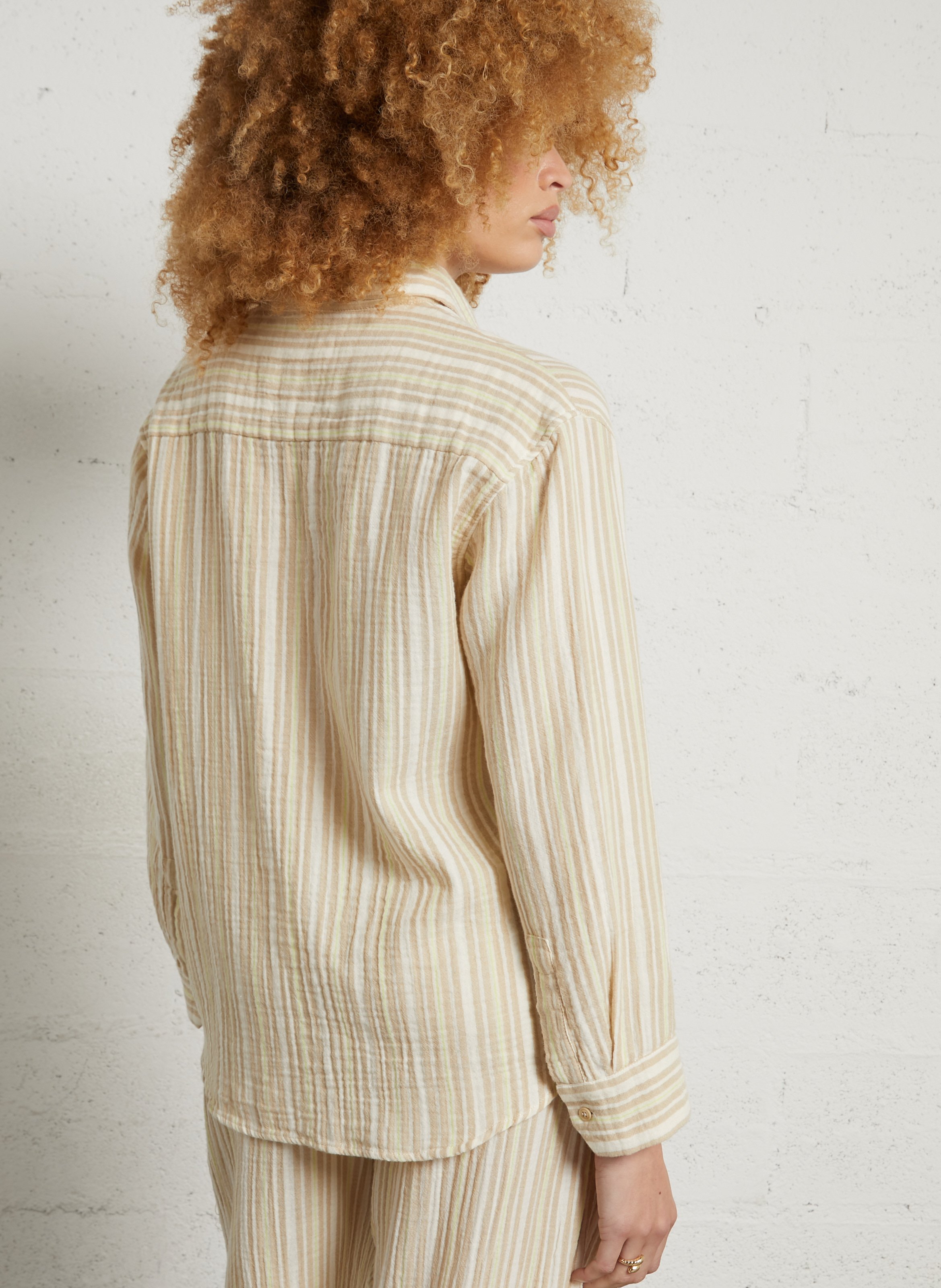 Gestreept overhemd met klassieke kraag MASSCOB Beige
