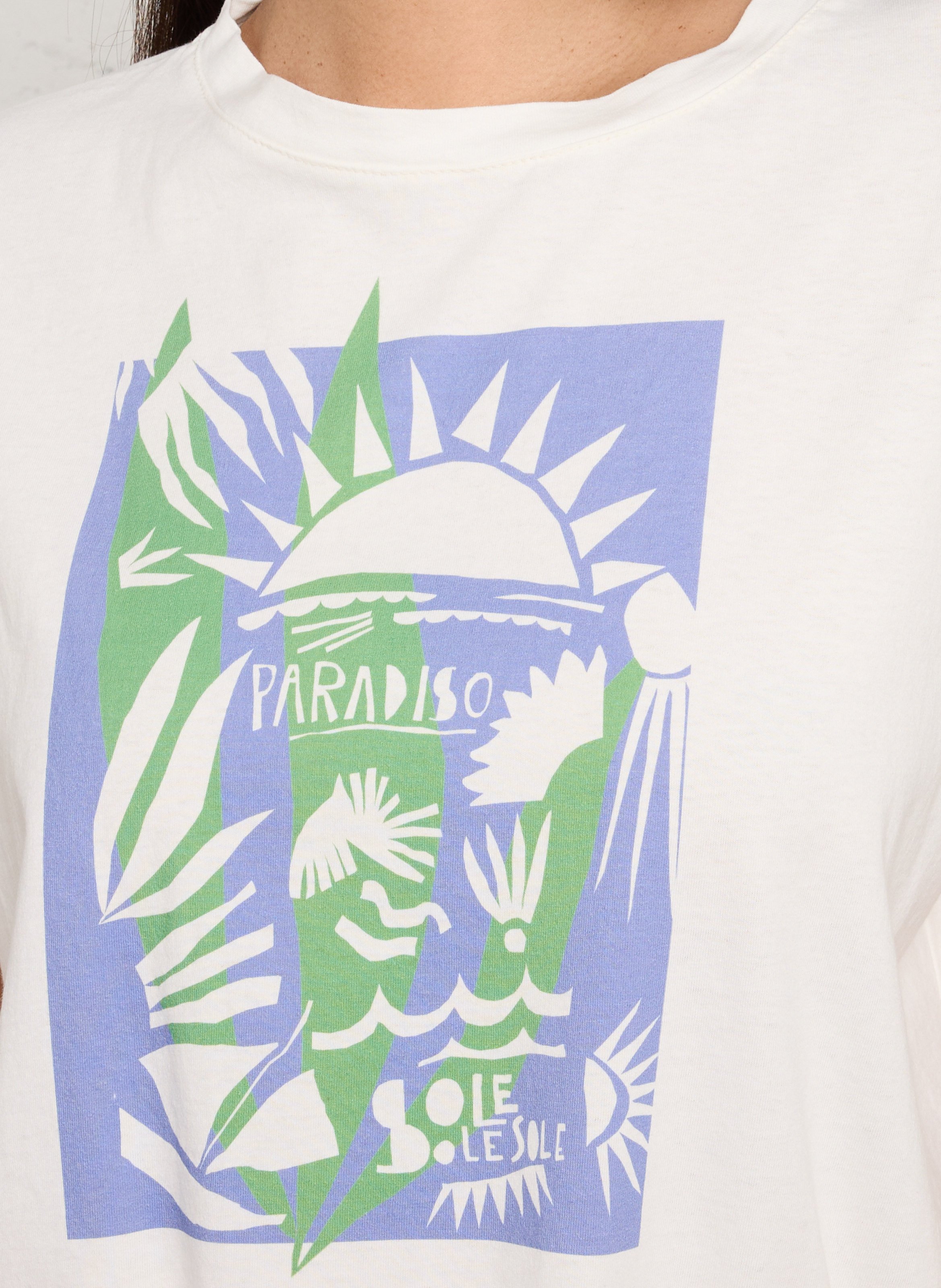 Locker geschnittenes T-Shirt mit Rundhalsausschnitt und Druck TINSELS Weiss