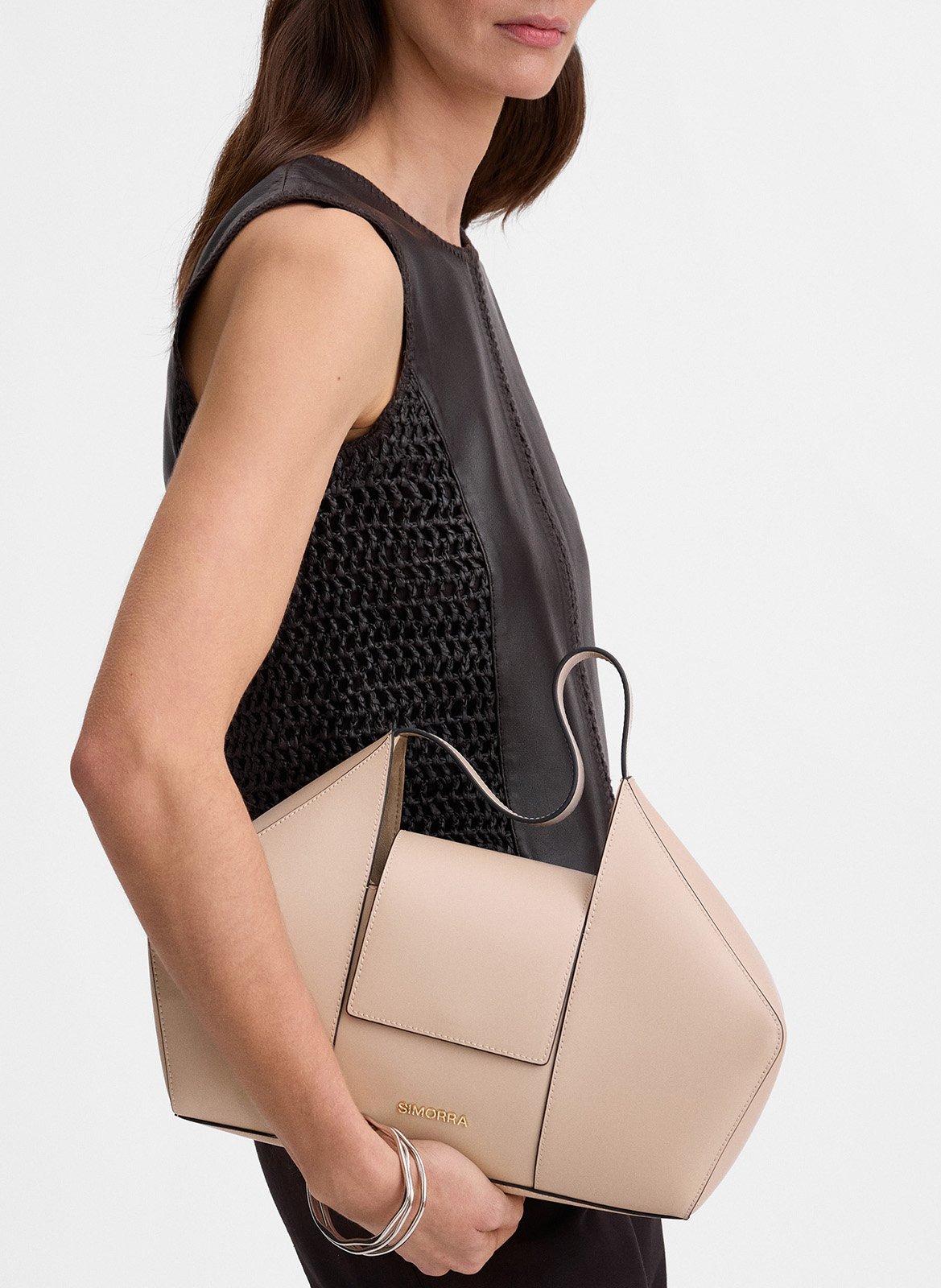Leather tote bag SIMORRA Beige