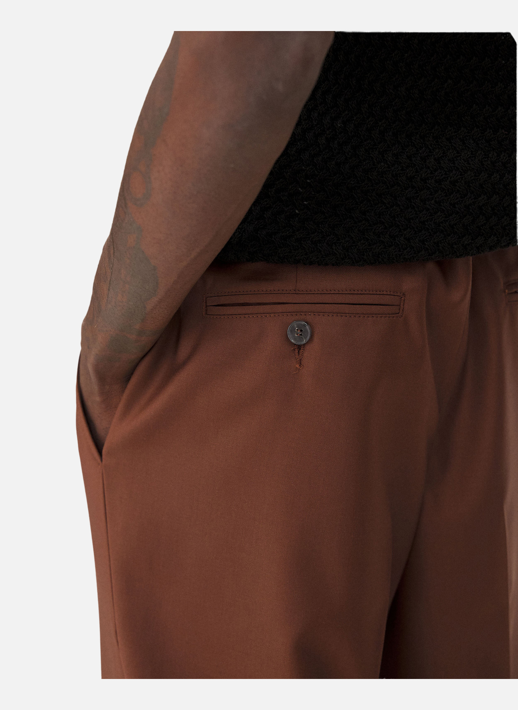 Wide-leg pleated trousers Lotten Noyoco Brown