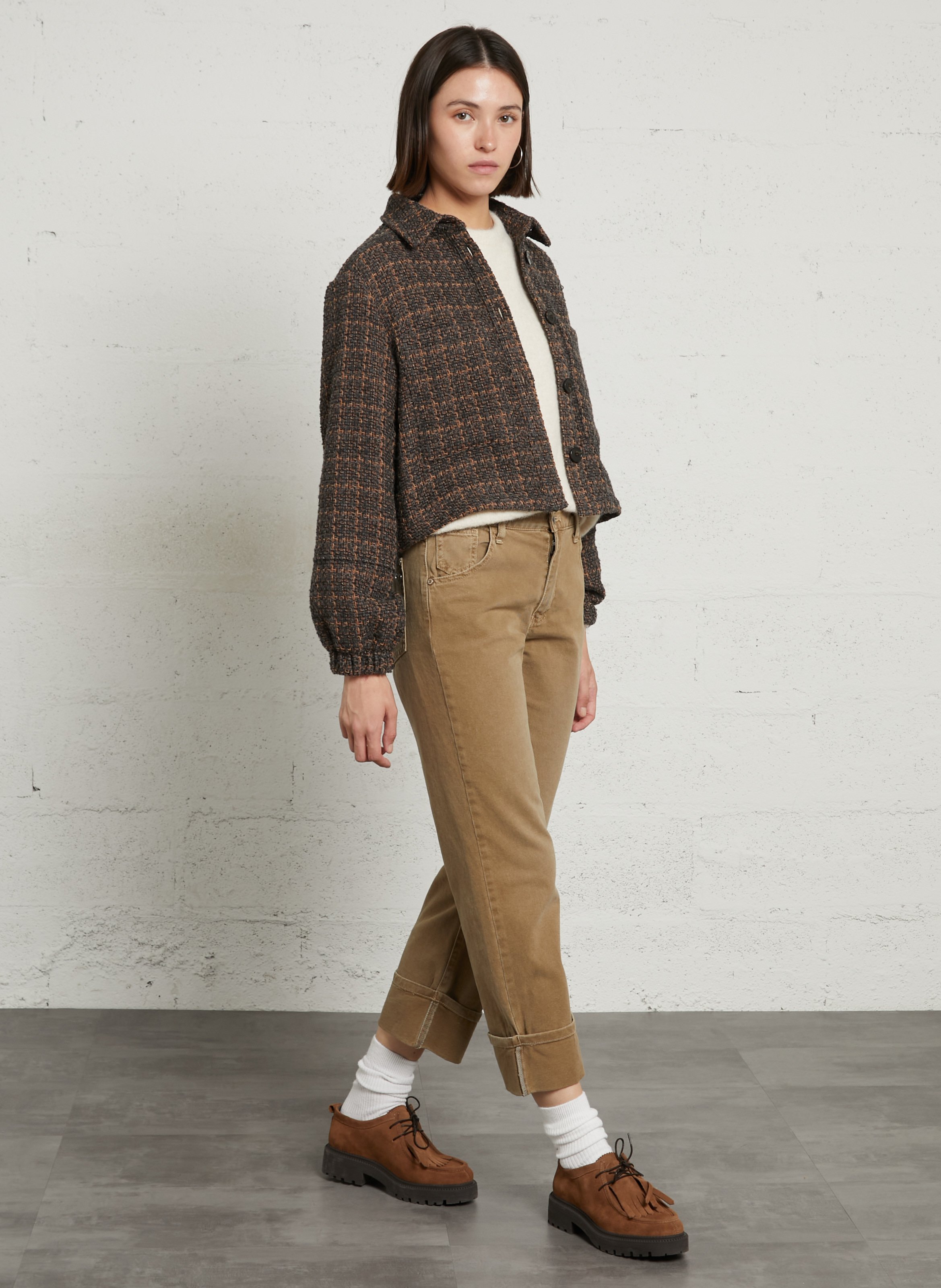 Straight-leg cotton jeans PLEASE Khaki