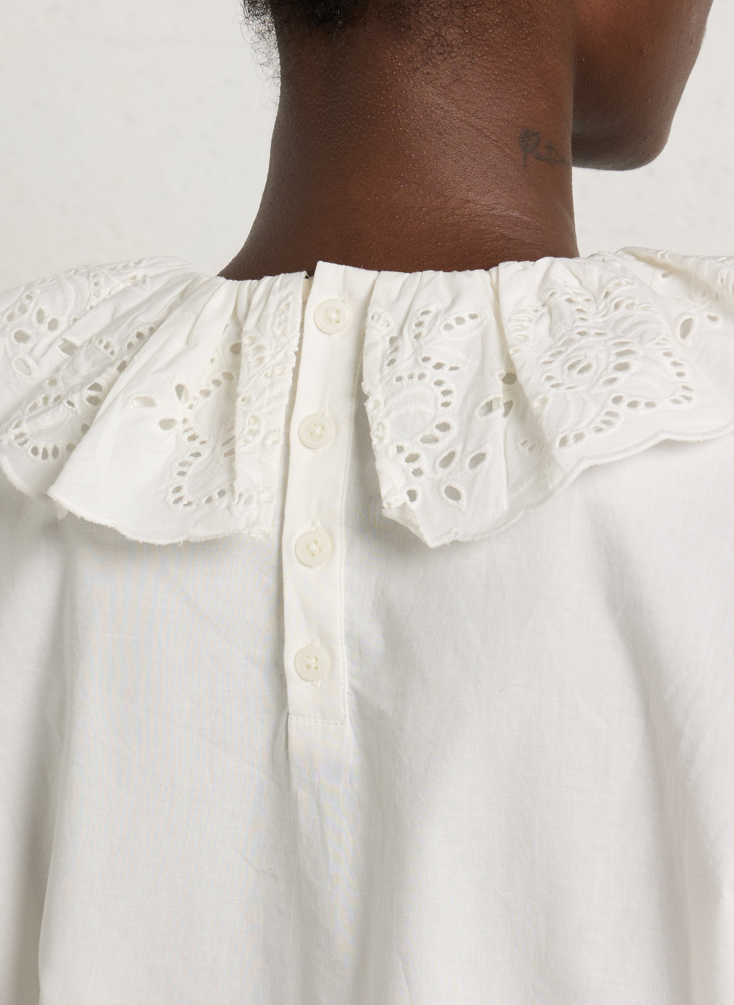 Oversized cotton blouse with Peter Pan collar DES PETITS HAUTS Beige