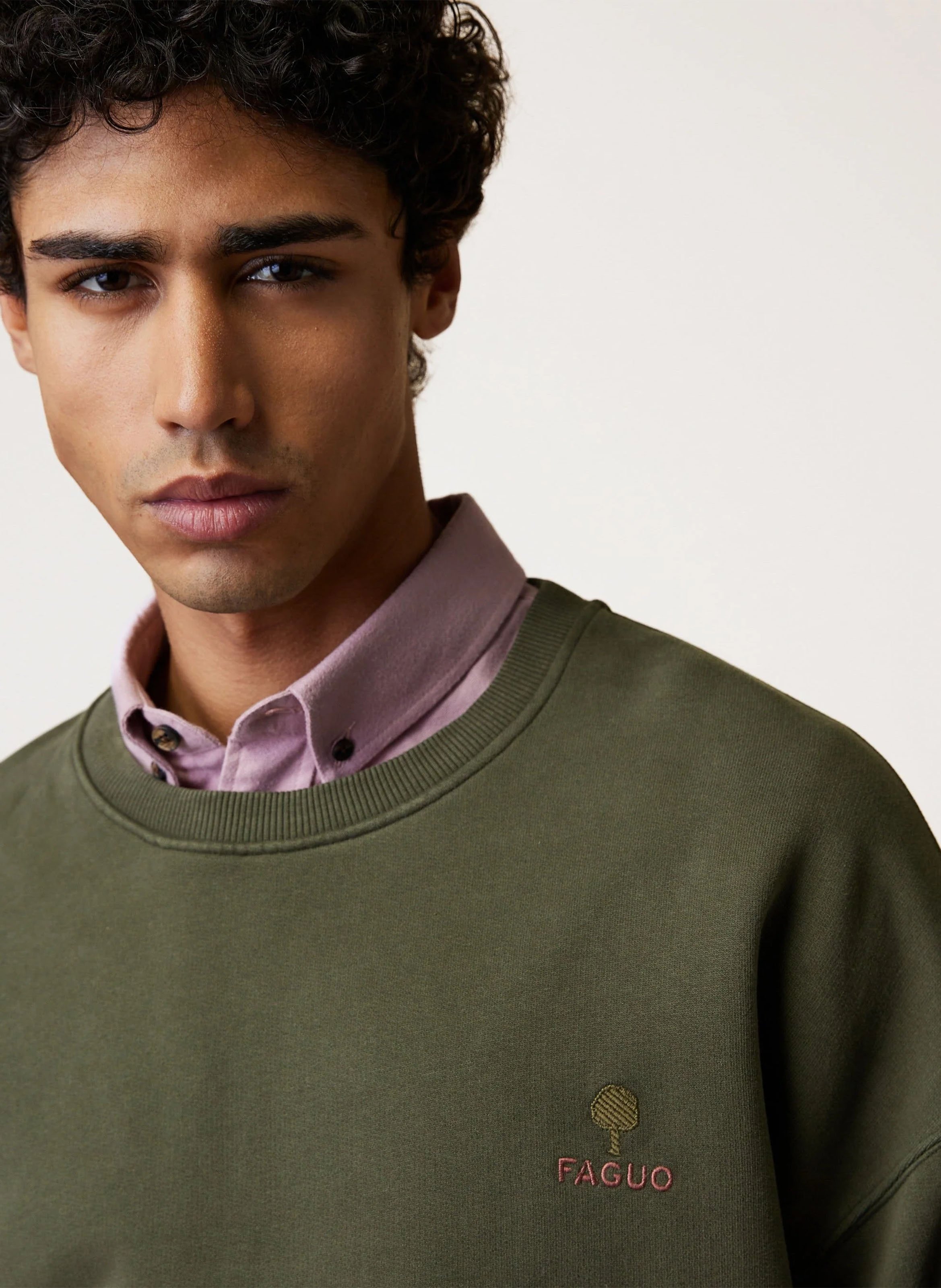 Baumwoll-Sweatshirt mit Rundhalsausschnitt FAGUO Khaki