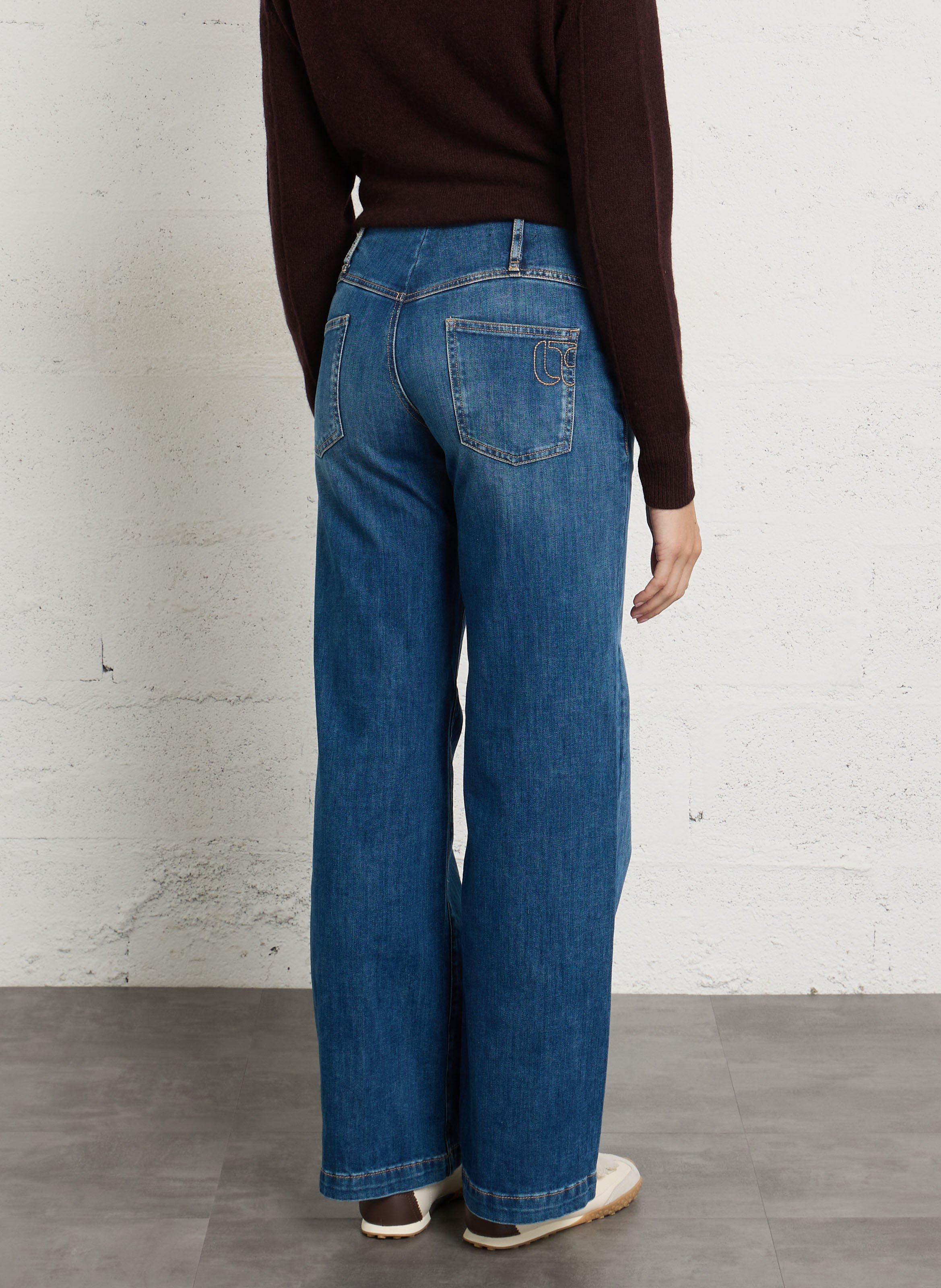 High Waist Straight Cut Jeans aus Baumwoll-Mix LE TEMPS DES CERISES Blau