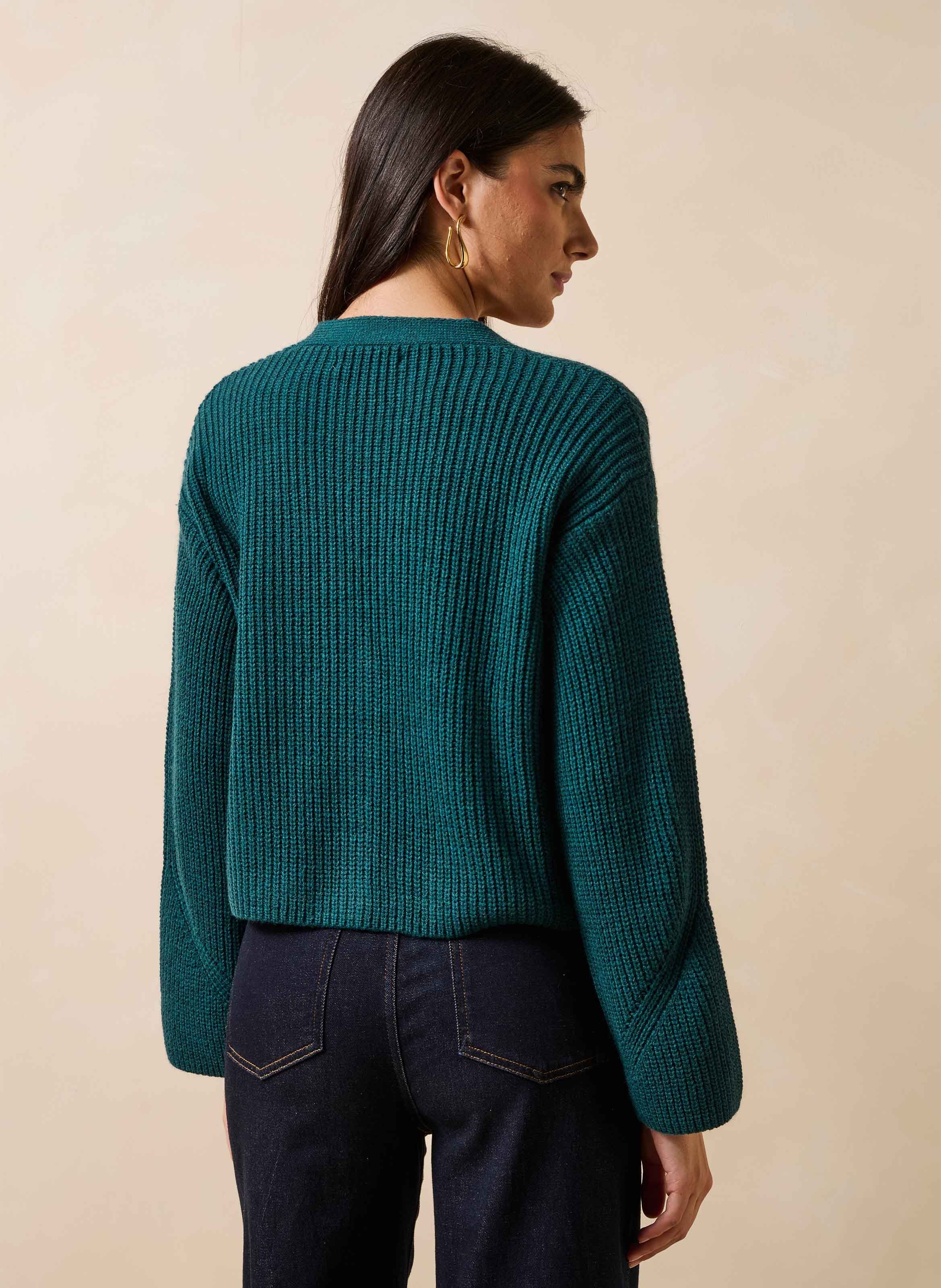 Ruim vest met V-hals LA FEE MARABOUTEE Blauw