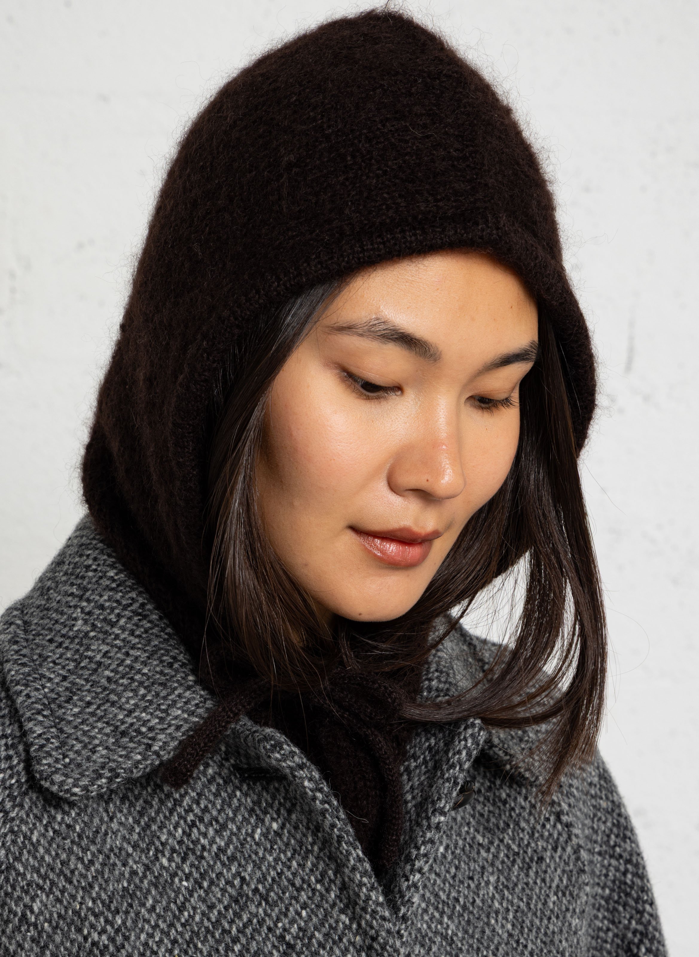 Kapuzenpullover aus gemischter Mohairwolle DES PETITS HAUTS Braun