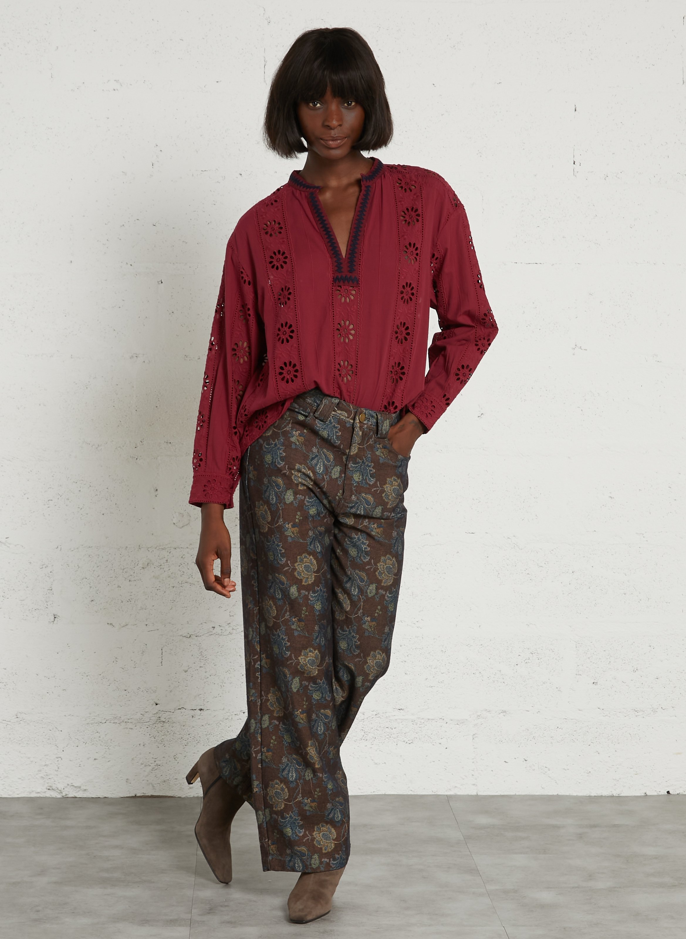 Henley-Bluse aus Baumwolle THE KORNER Rot