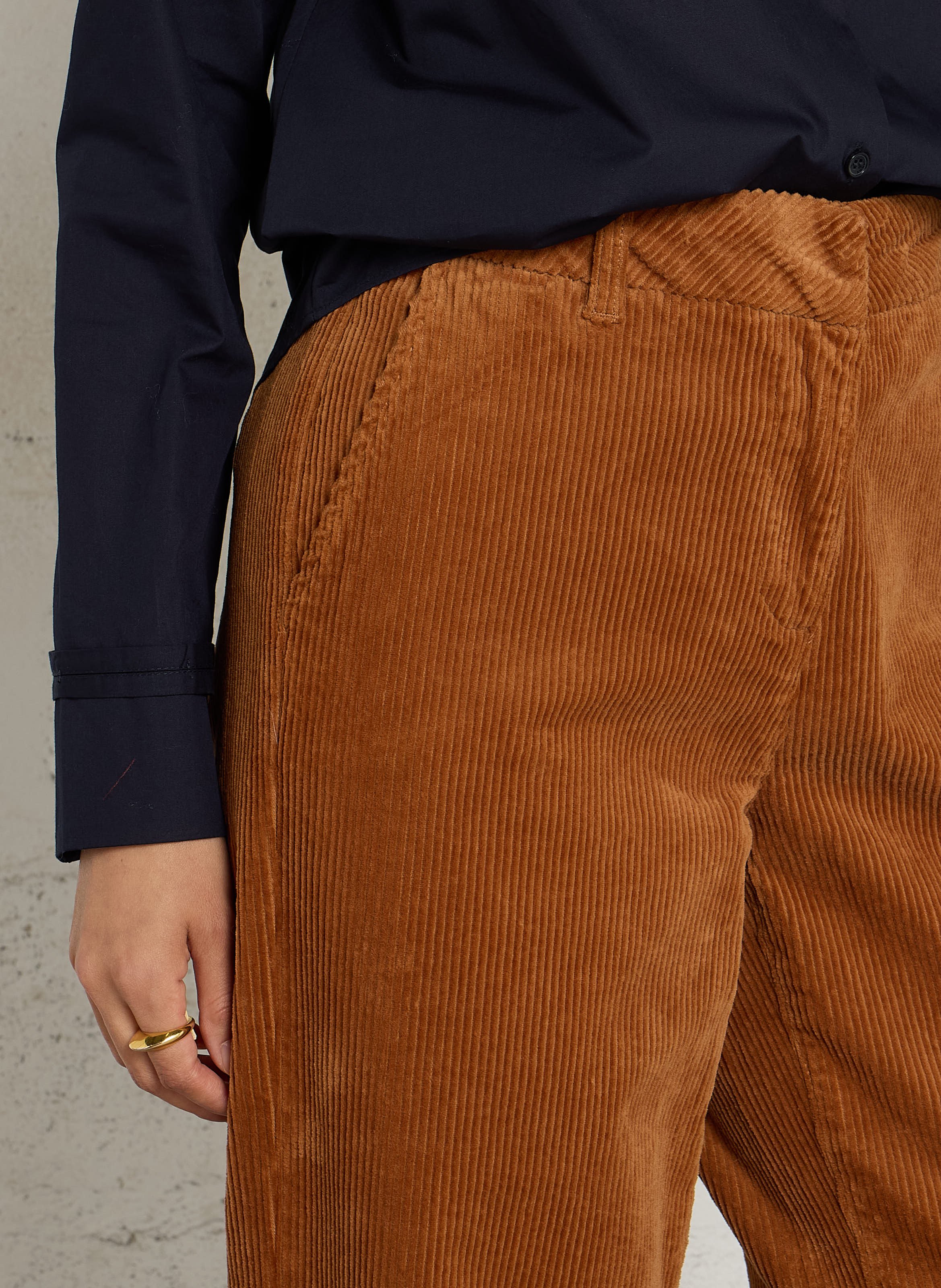 Broek van gemengd katoenen ribfluweel MAISON 123 Beige