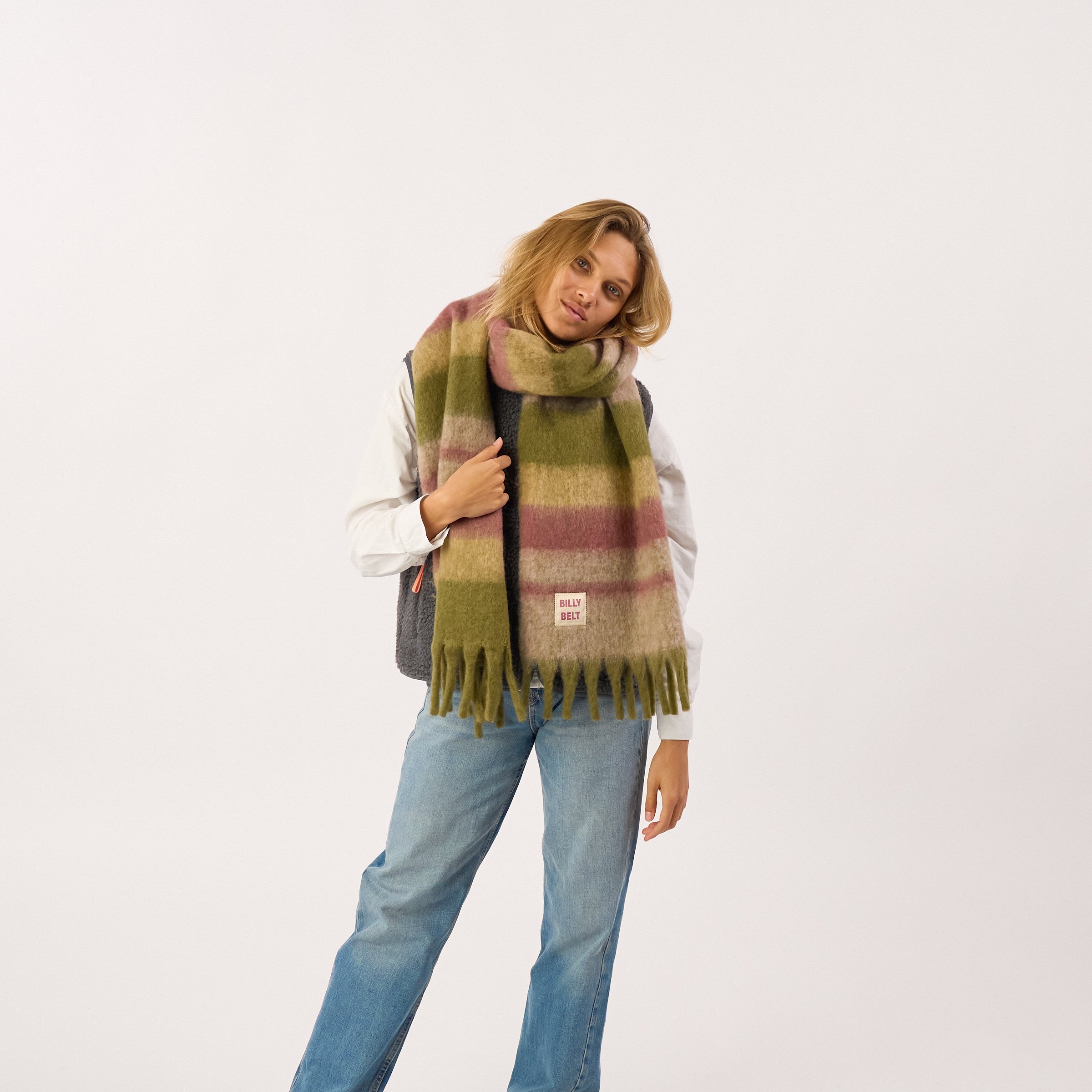 Wide wool scarf BILLYBELT Khaki