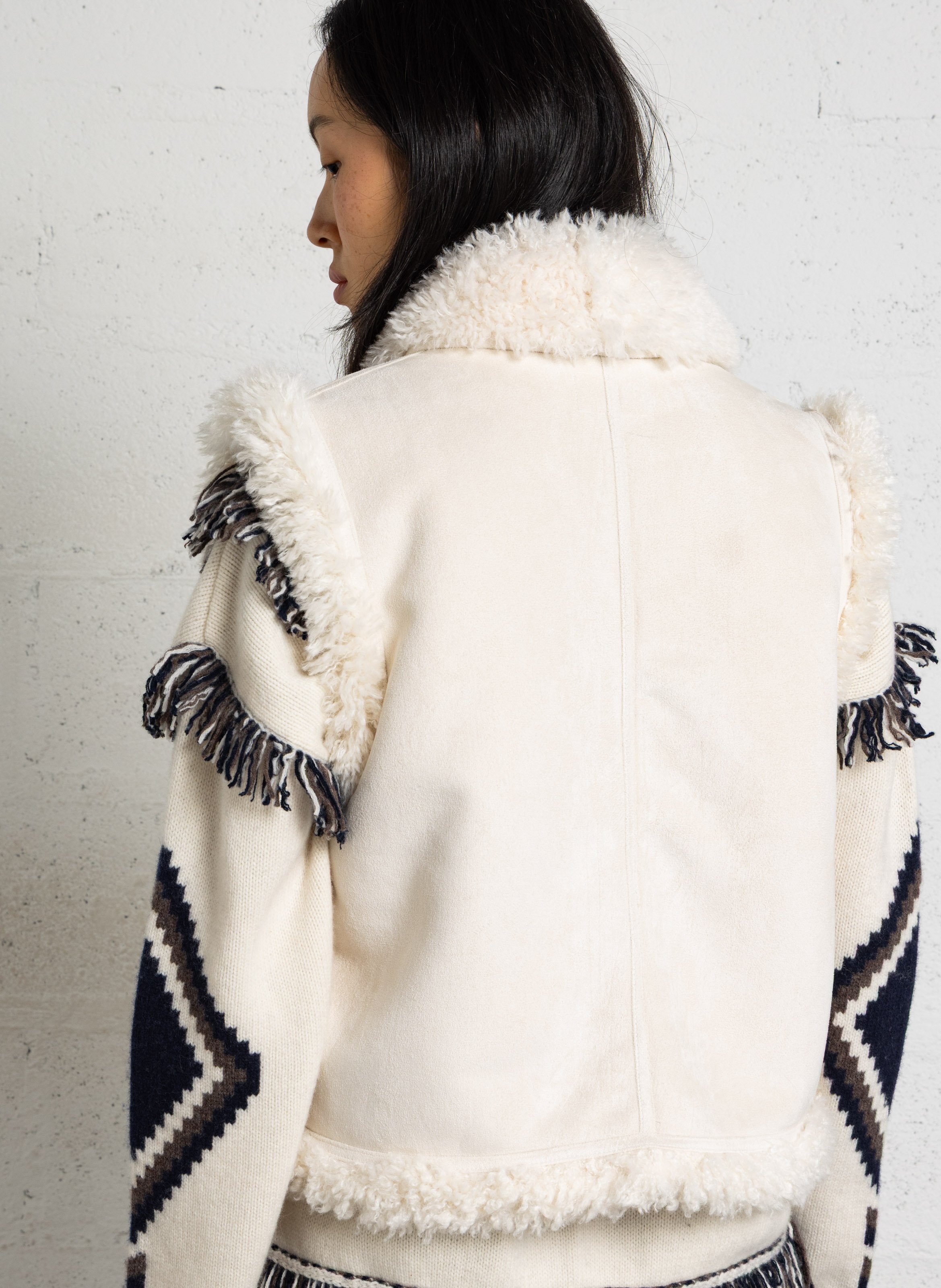 Sleeveless faux fur-effect coat SUD EXPRESS White