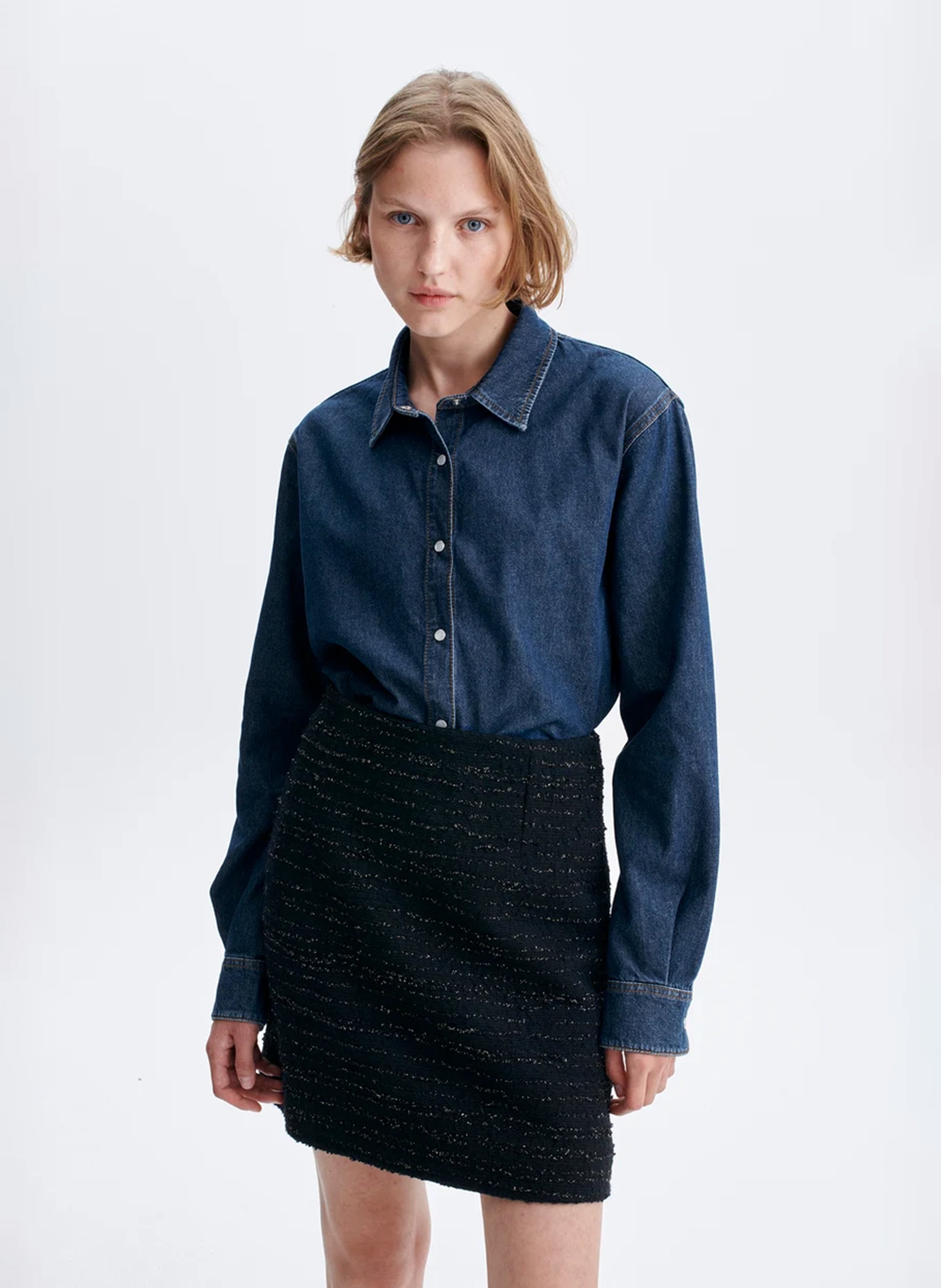 Kurzer, gerade geschnittener Tweed-Rock VANESSA BRUNO Schwarz