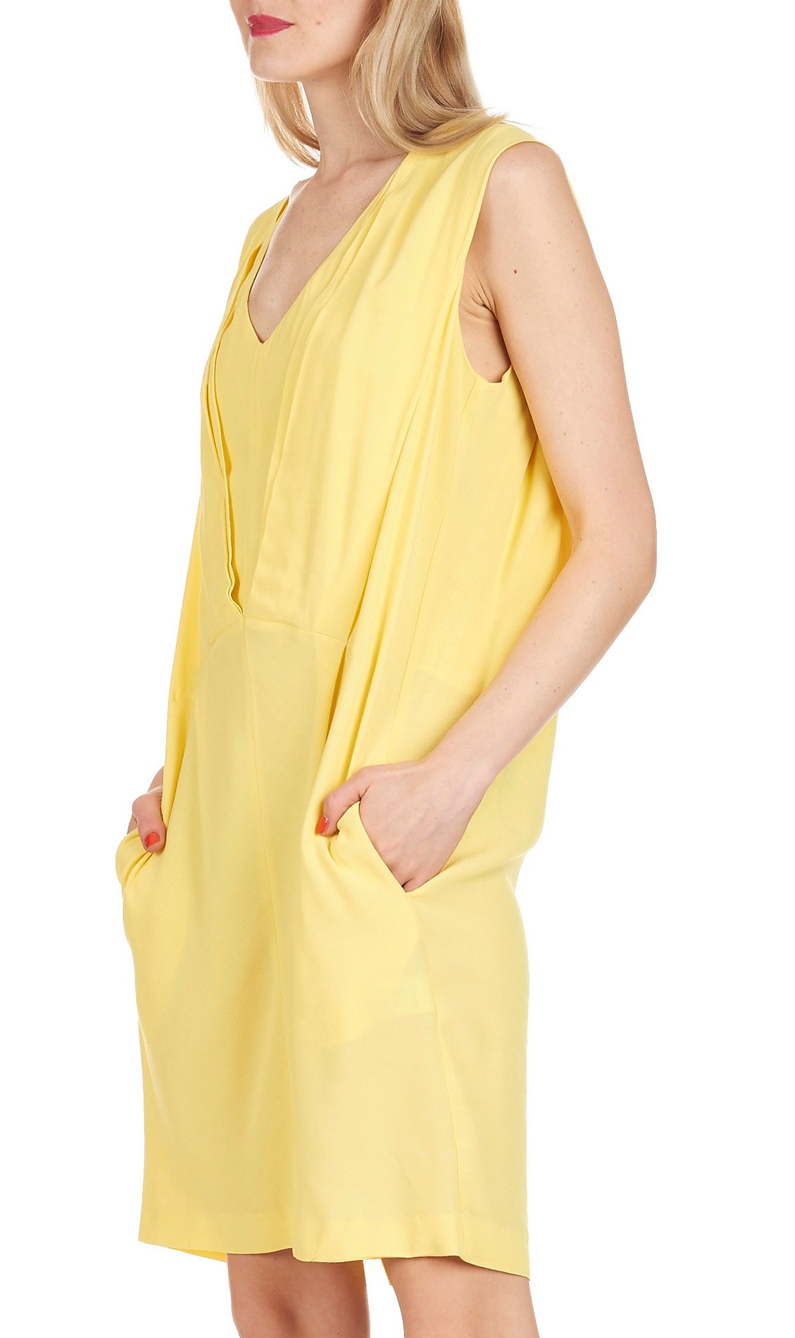 Robe droite en crêpe avec plis  ATTIC AND BARN Jaune