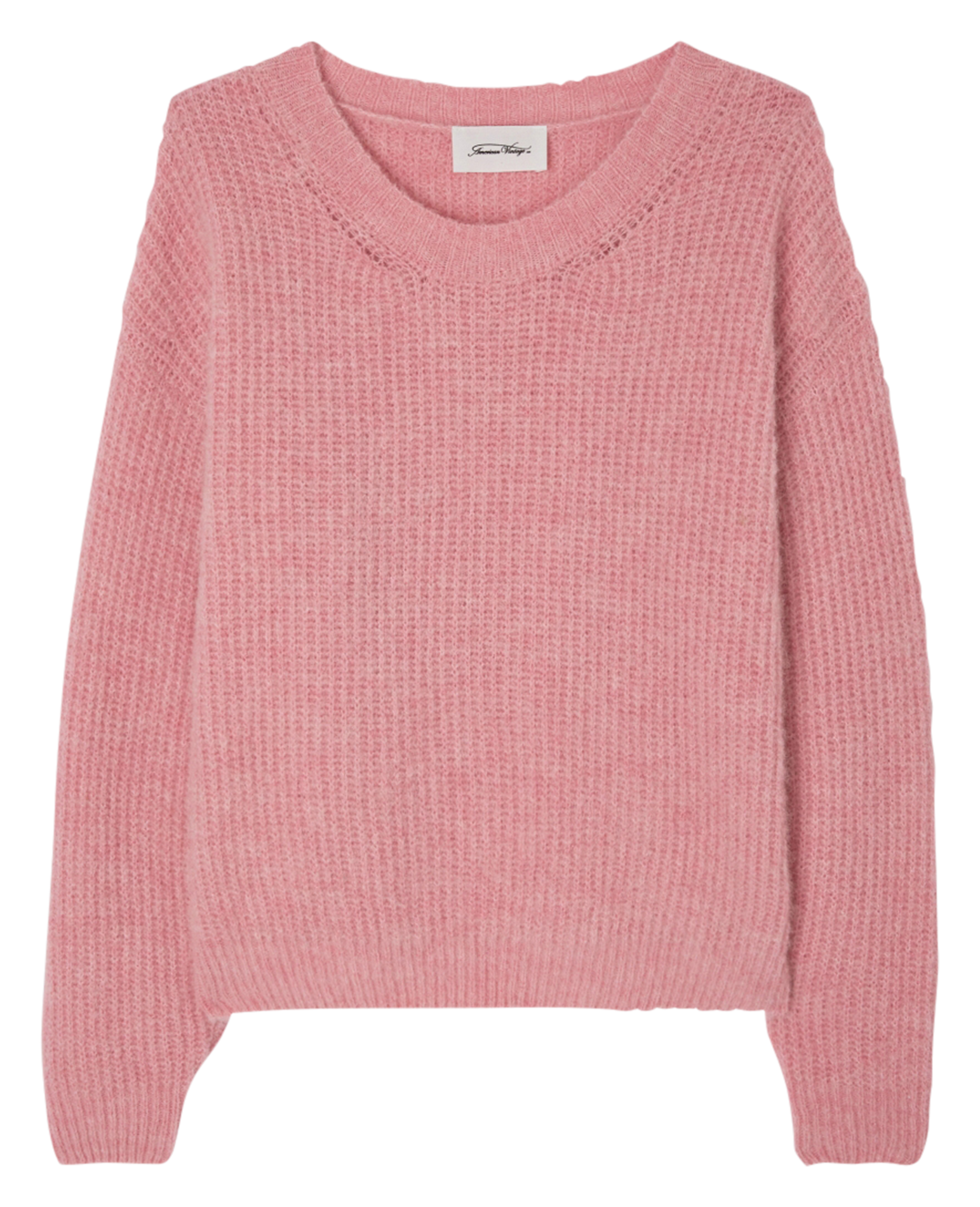 Rundhalspullover aus Strick-Mix Violett