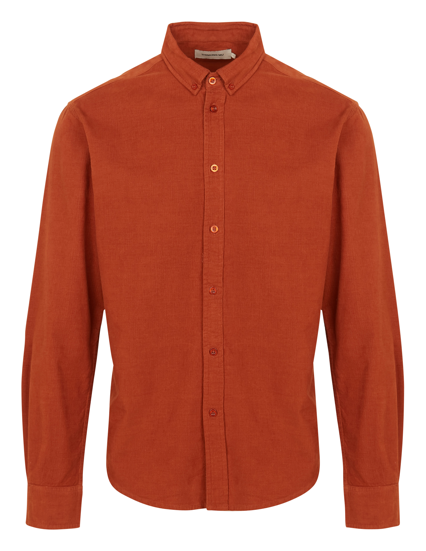 Regular-fit cotton shirt with button-down collar THINKING MU Orange
