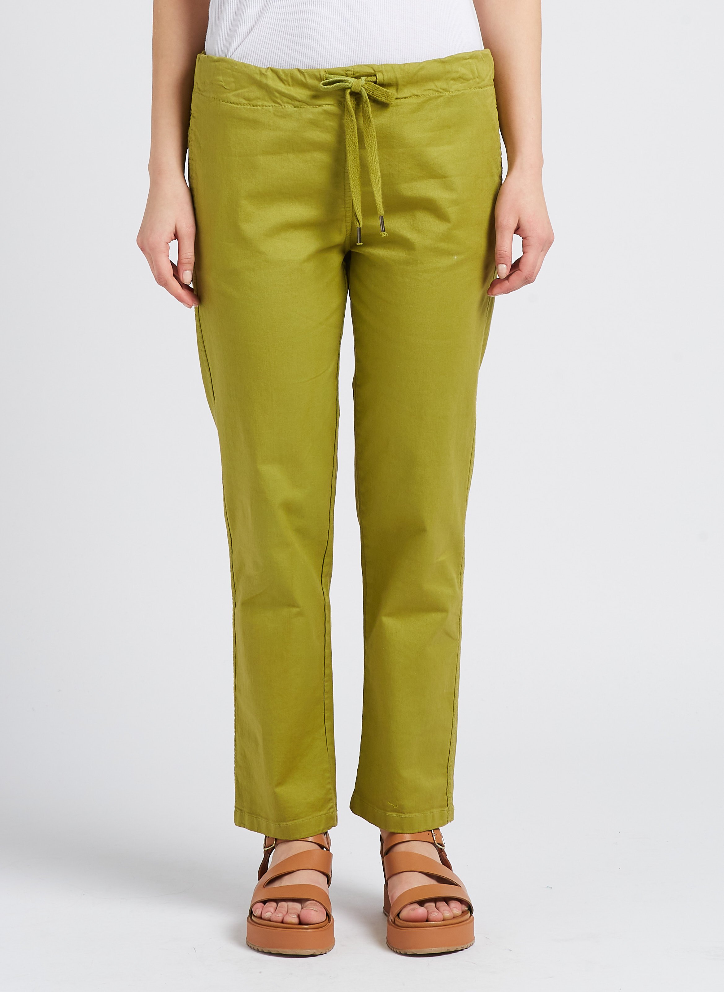 Cotton-blend carrot pants with ties DR BLOOM Green