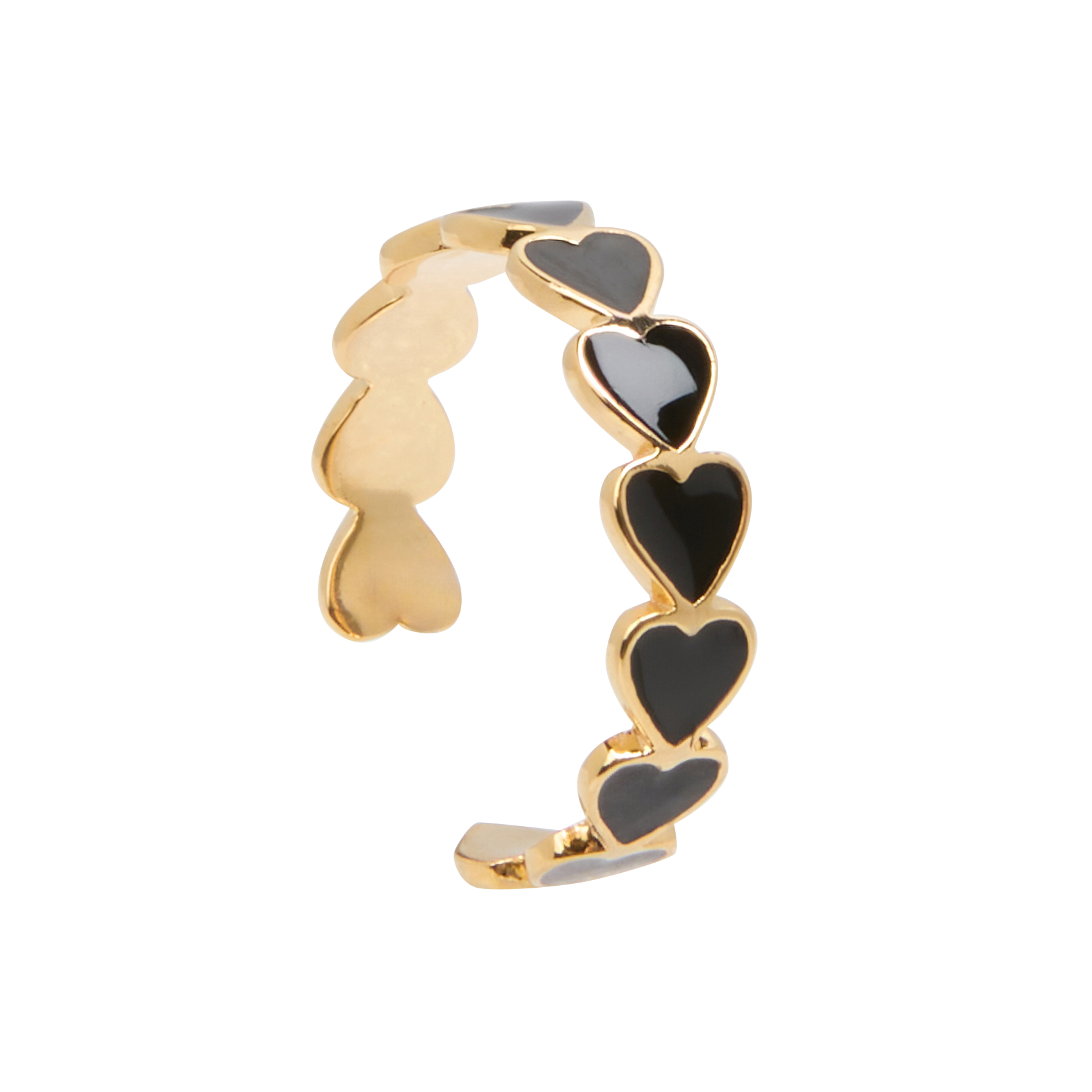 Anillo abierto de latón con motivo de corazón FEEKA Negro
