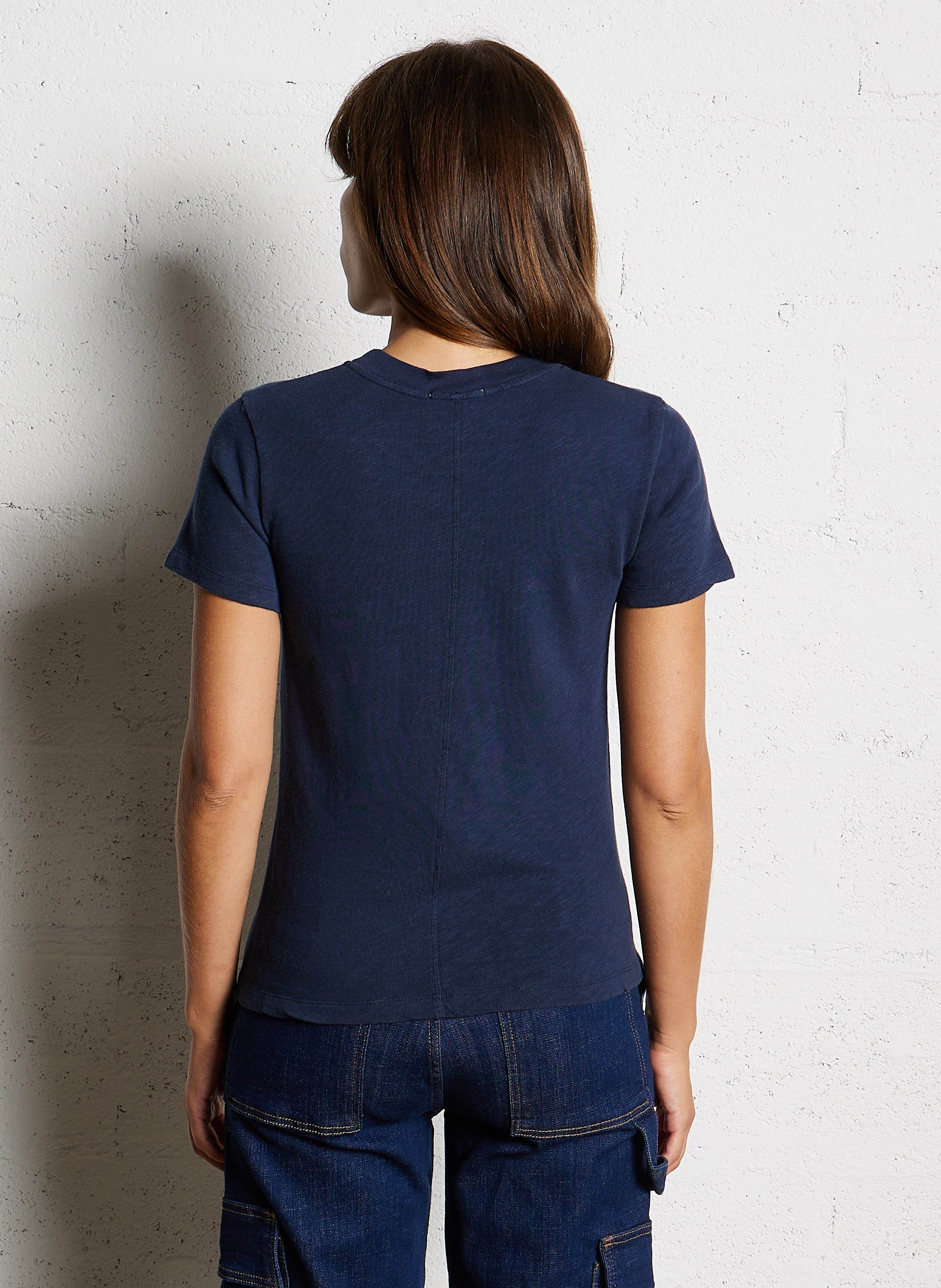 Tee-shirt col rond droit en coton AMERICAN VINTAGE Bleu