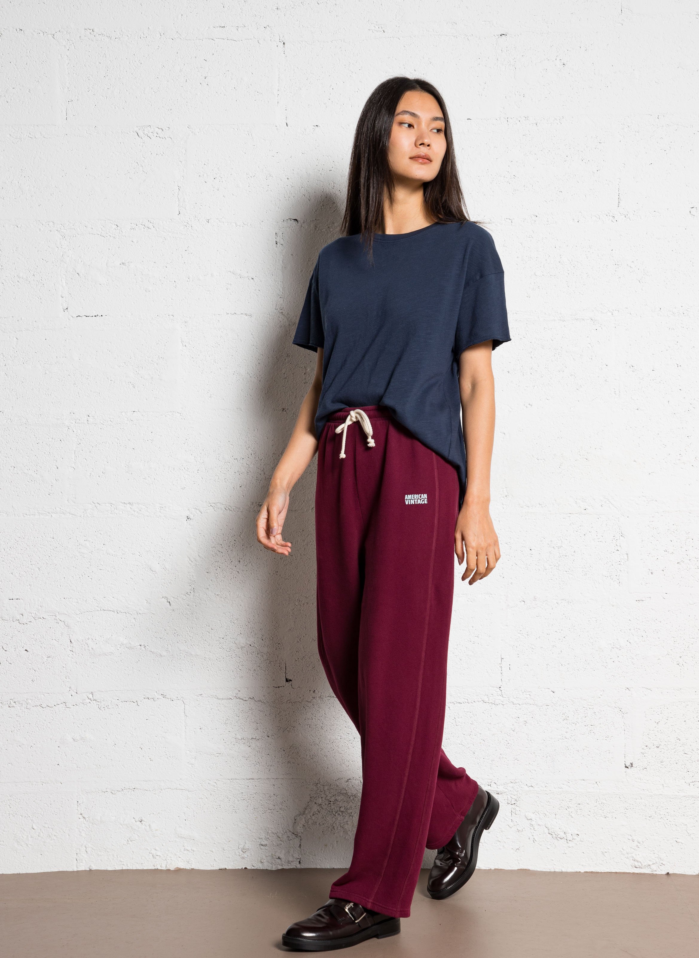 Pantalon jogging en coton mélangé Rouge