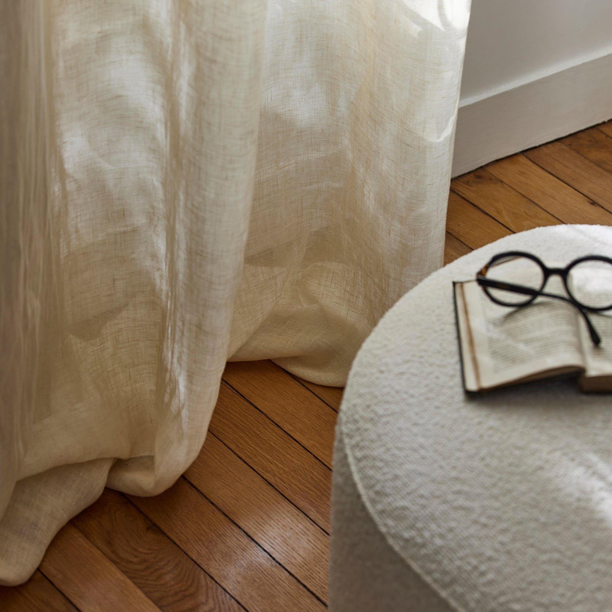 SHADOW - Linen net curtain with eyelets MADURA Beige