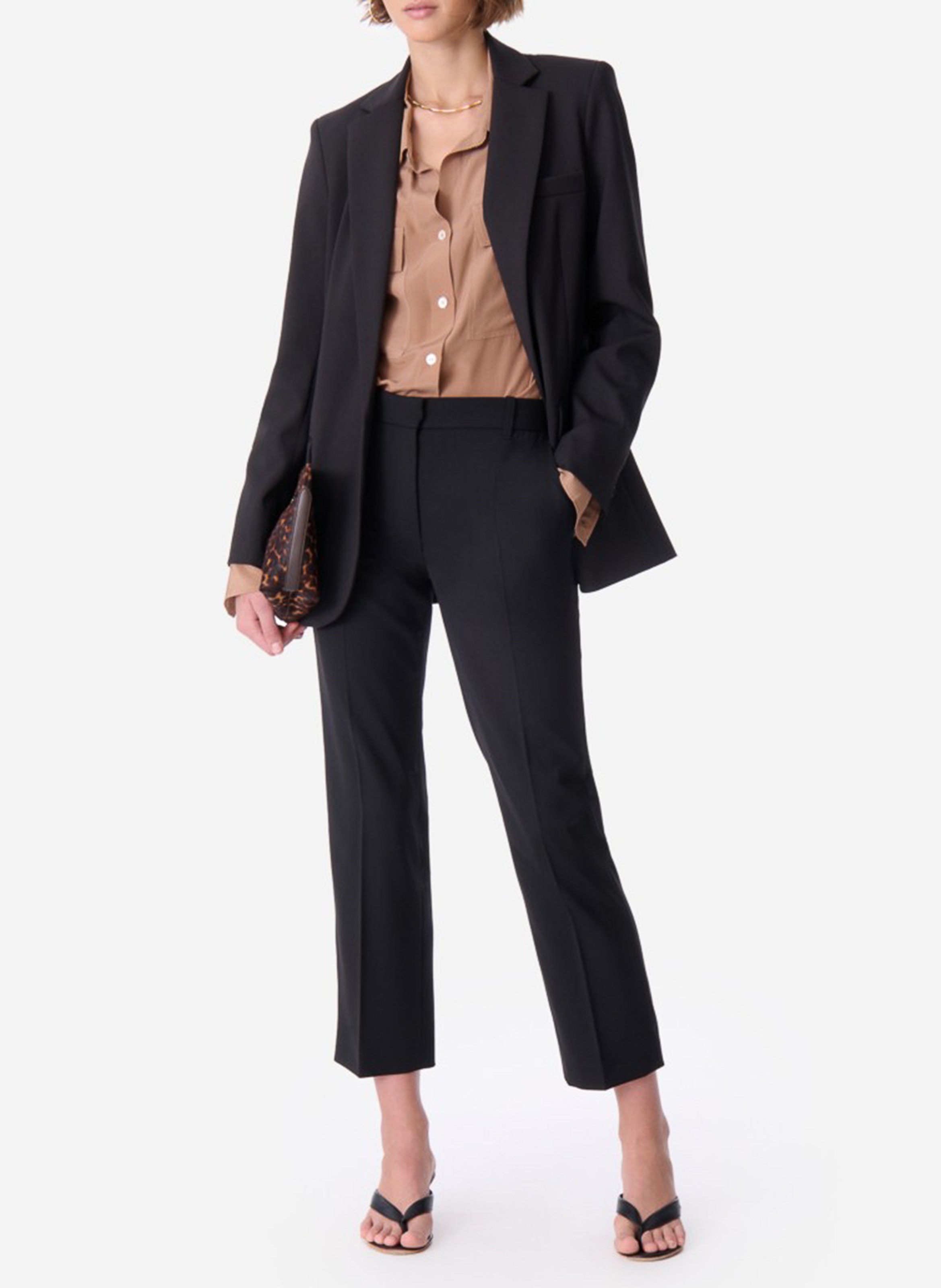 Veste de tailleur droite boutonnée Noir