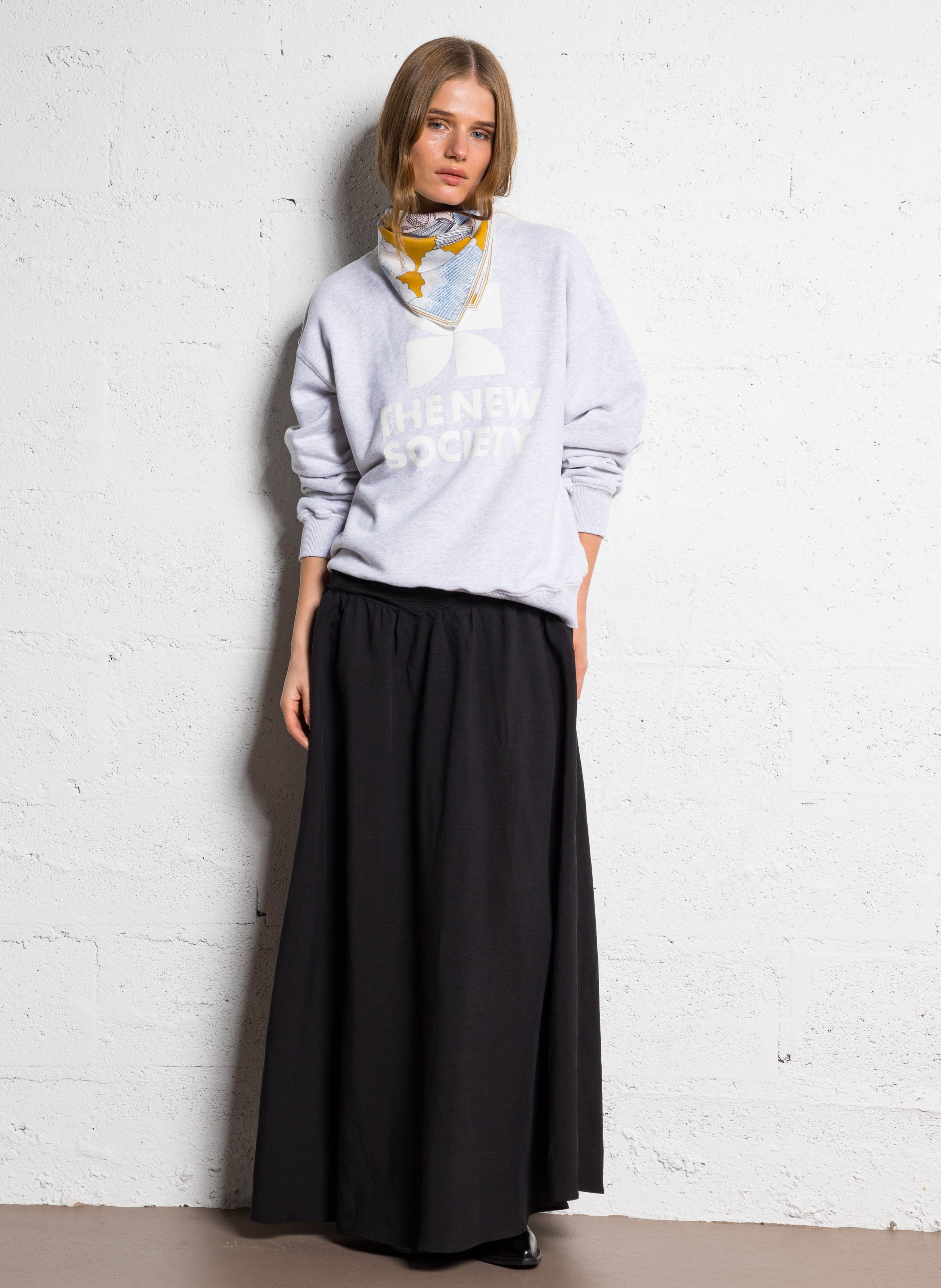 Long gathered dress THE NEW SOCIETY Black