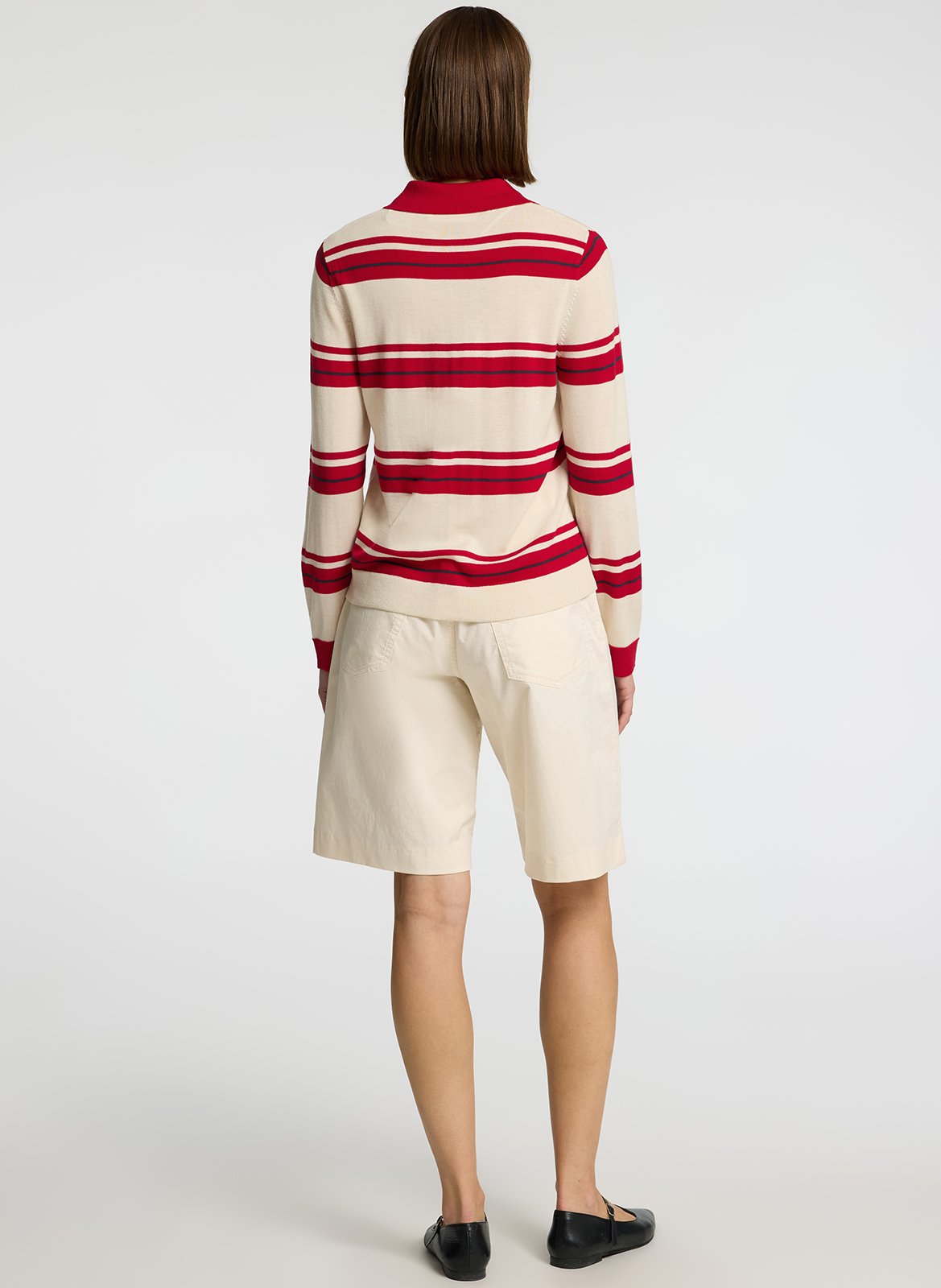 Straight wool striped polo SELECTED Beige