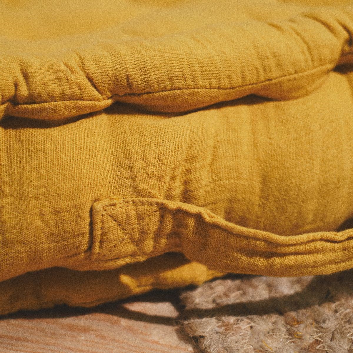 Solid cotton gauze floor cushion TODAY LINGE DE MAISON Yellow