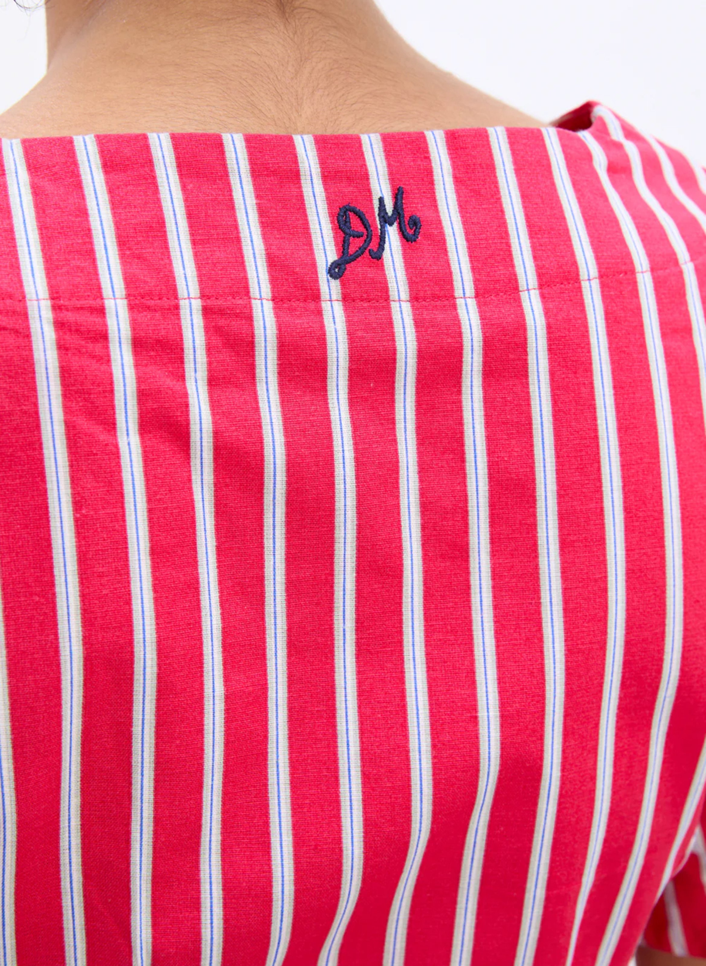 Striped organic cotton v-neck top DAMSON MADDER Brown