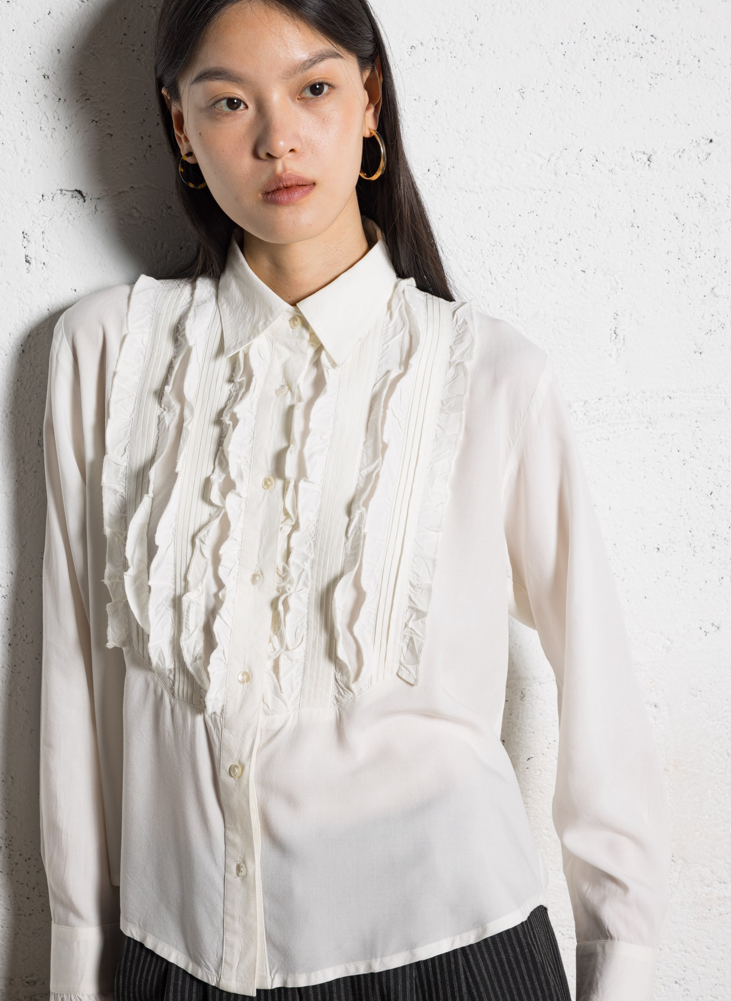 Short embroidered cotton-blend henley dress MAISON HOTEL Beige