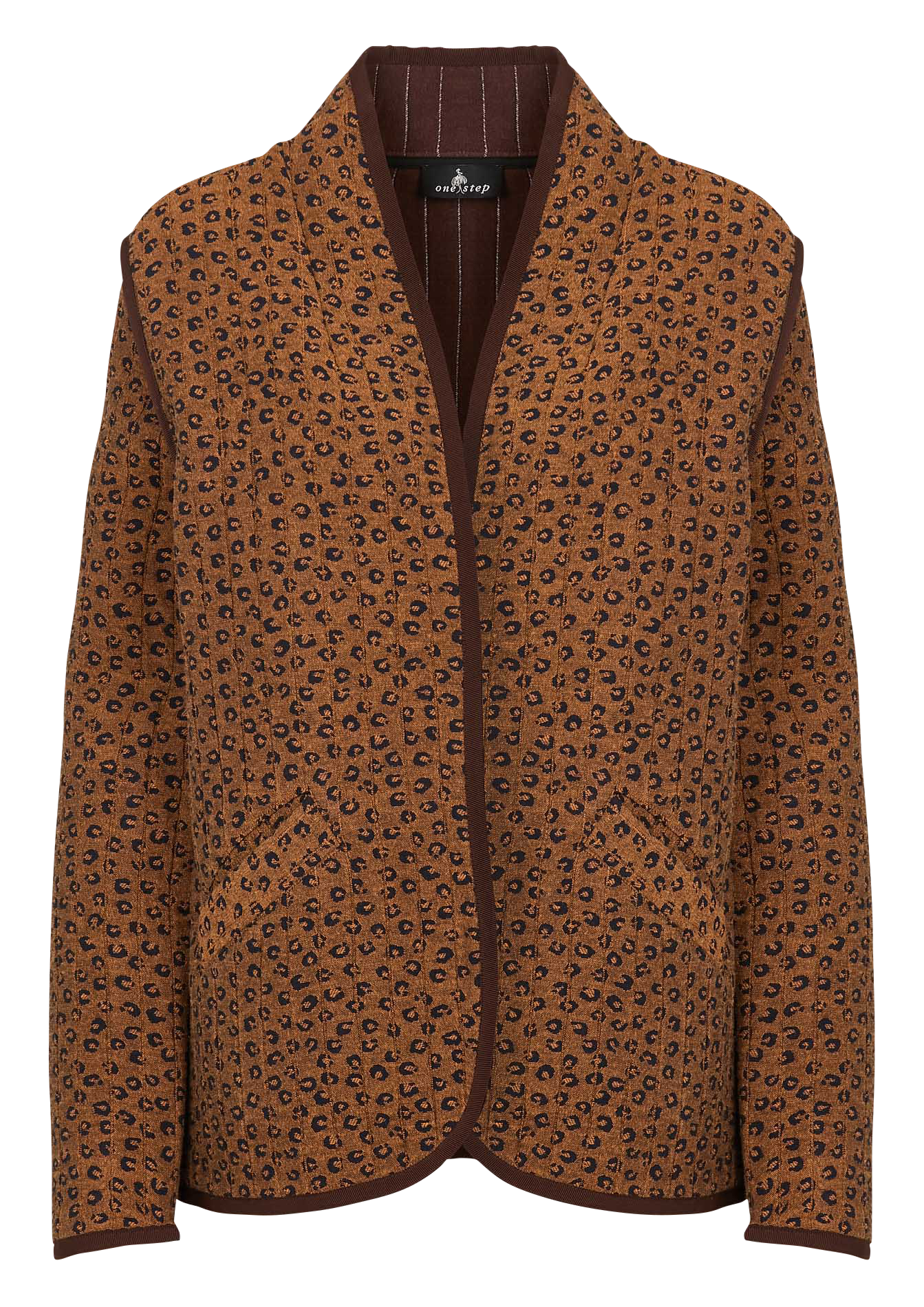 Gerader Blouson aus bedruckter Baumwollmischung ONE STEP Braun