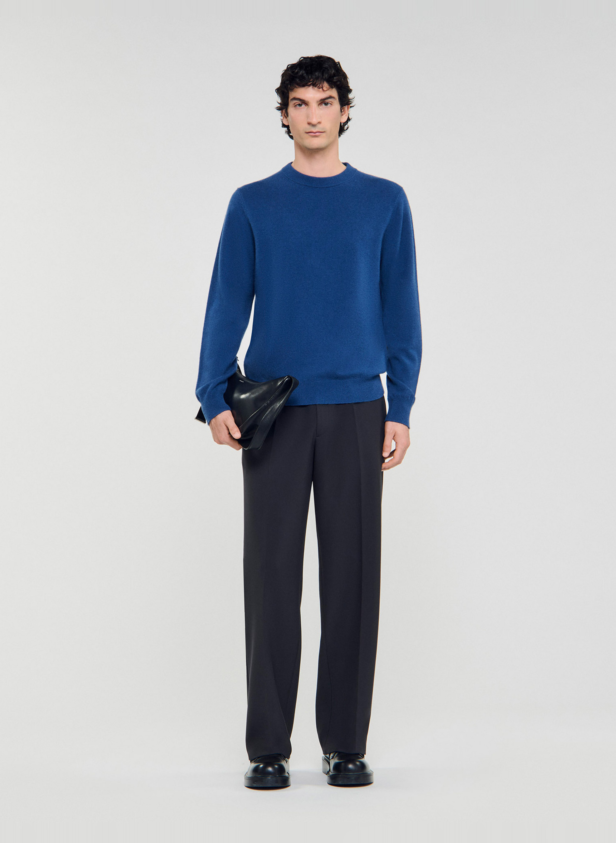 Regular-fit round-neck cashmere sweater SANDRO Blue