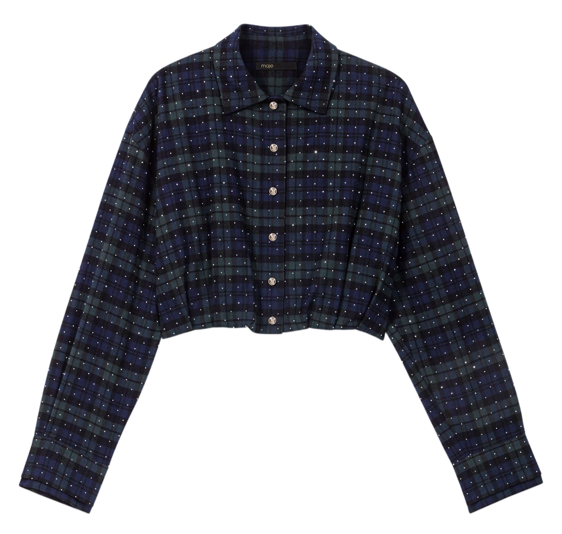 Chemise courte imprimée à strass MAJE Bleu