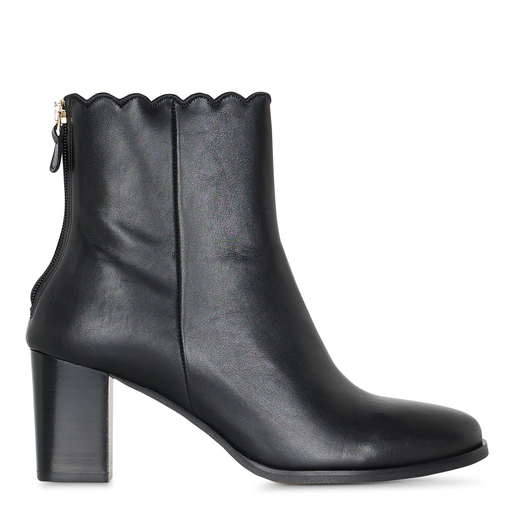 Effen leren enkellaarzen met textuur MAISON TOUFET Zwart