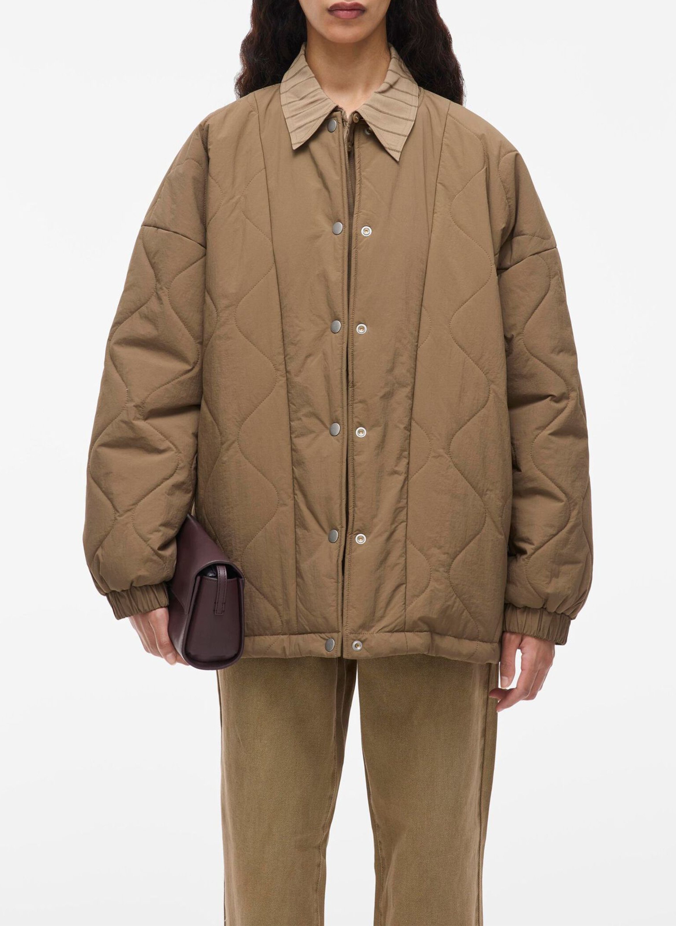 Veste ample col rond matelassée ROUGE EDIT Marron