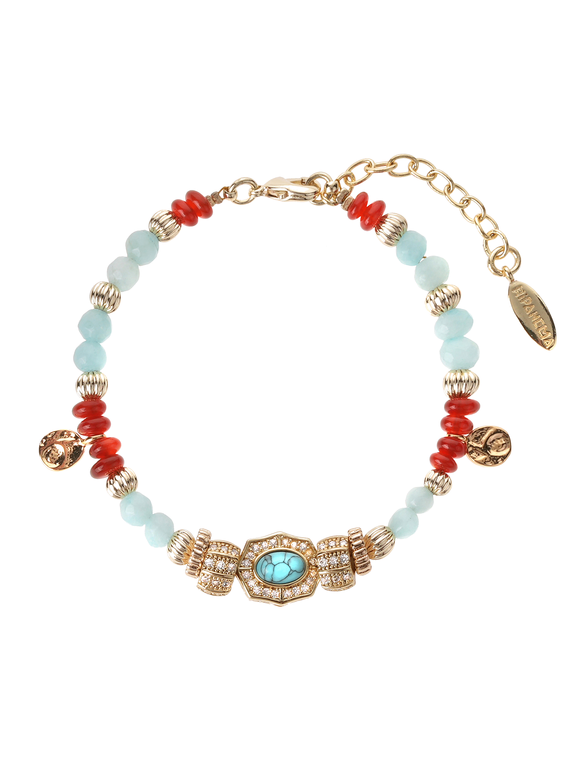 Adjustable bead bracelet with charms HIPANEMA Blue