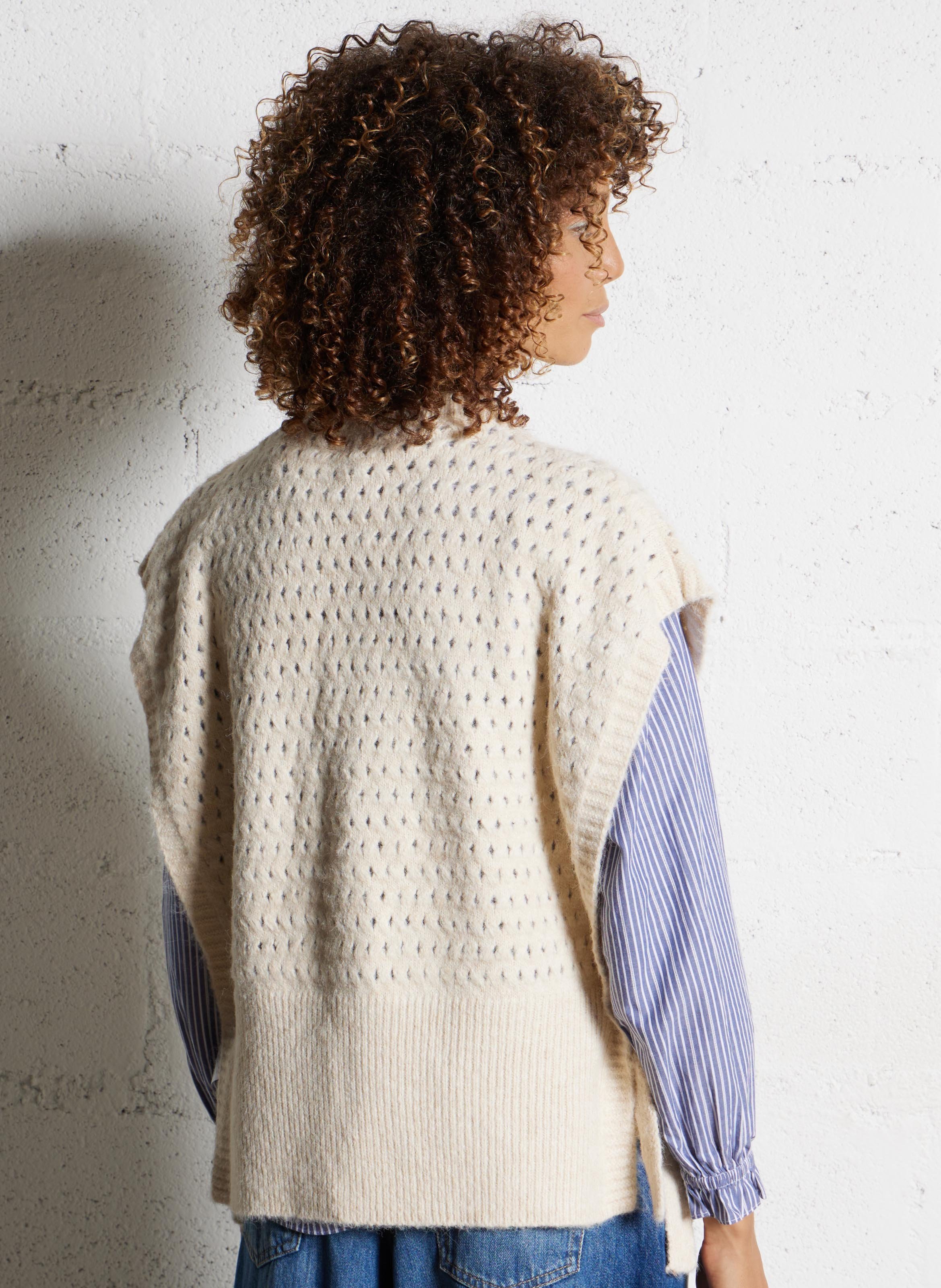 Weiter Pullover mit Rundhalsausschnitt THE KORNER Weiss