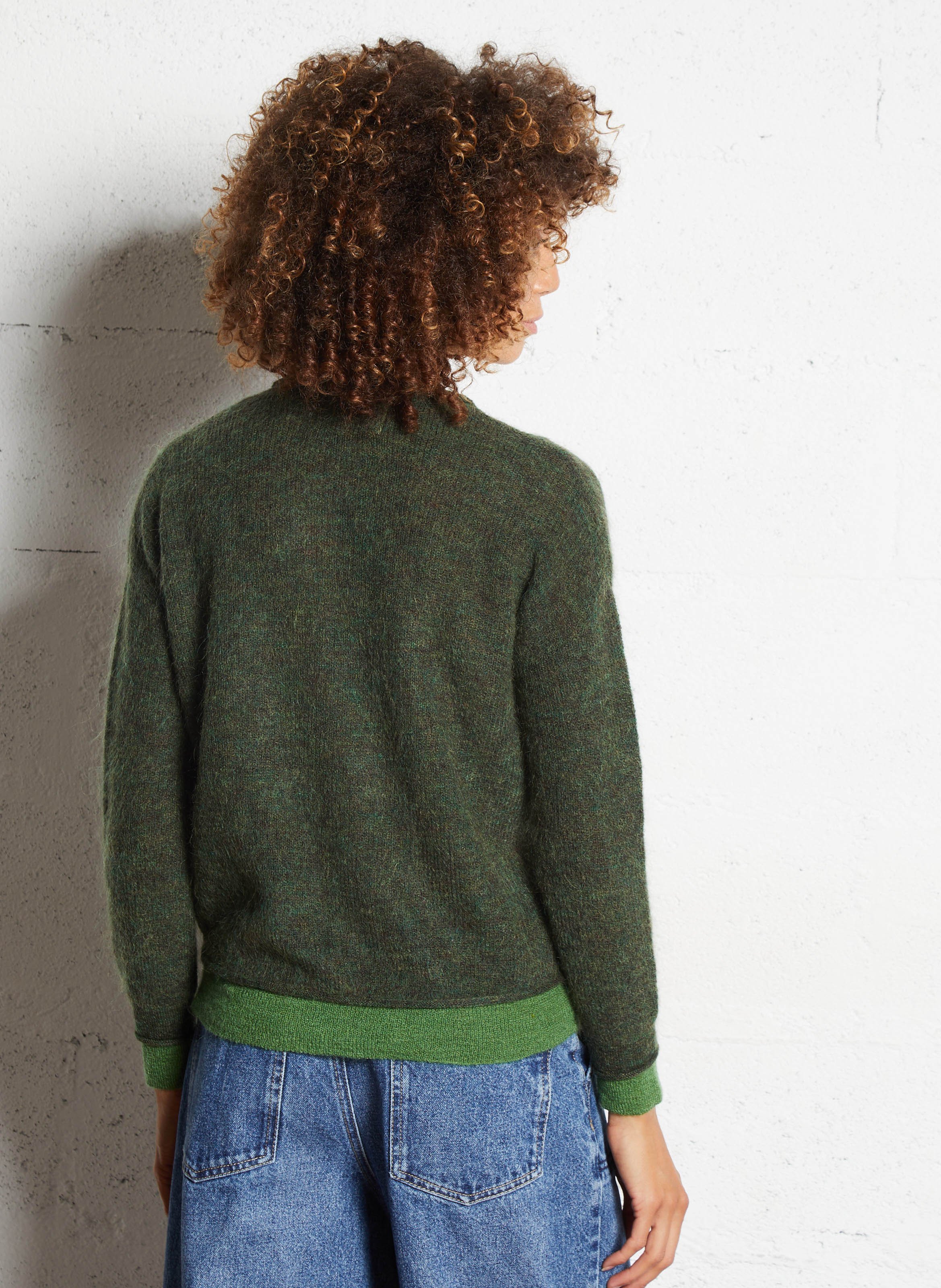 Trui met ronde hals en overlappende laag van gemengde wol LEON & HARPER Groen