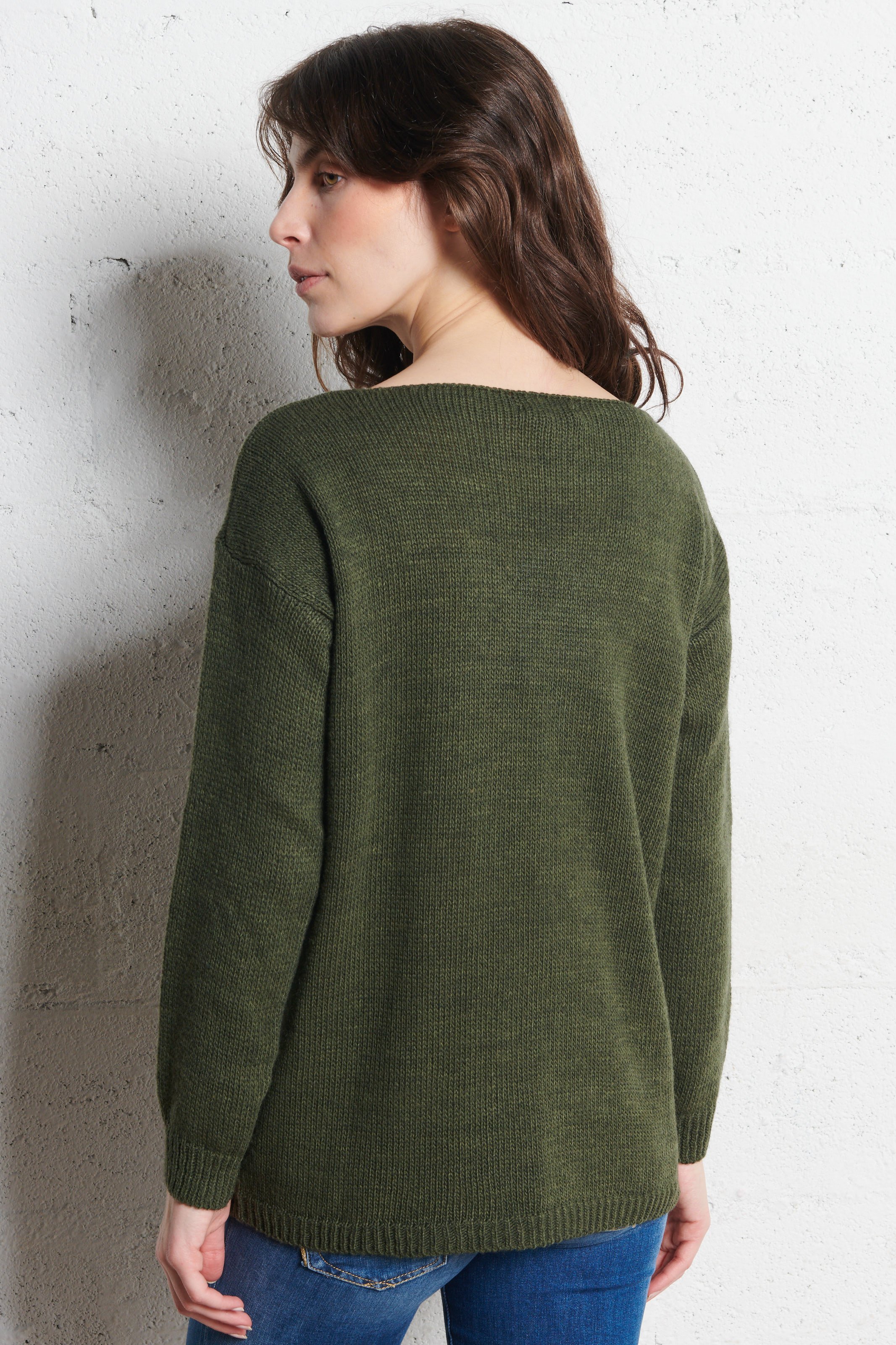 Pull V ample asymétrique uni PLEASE Kaki