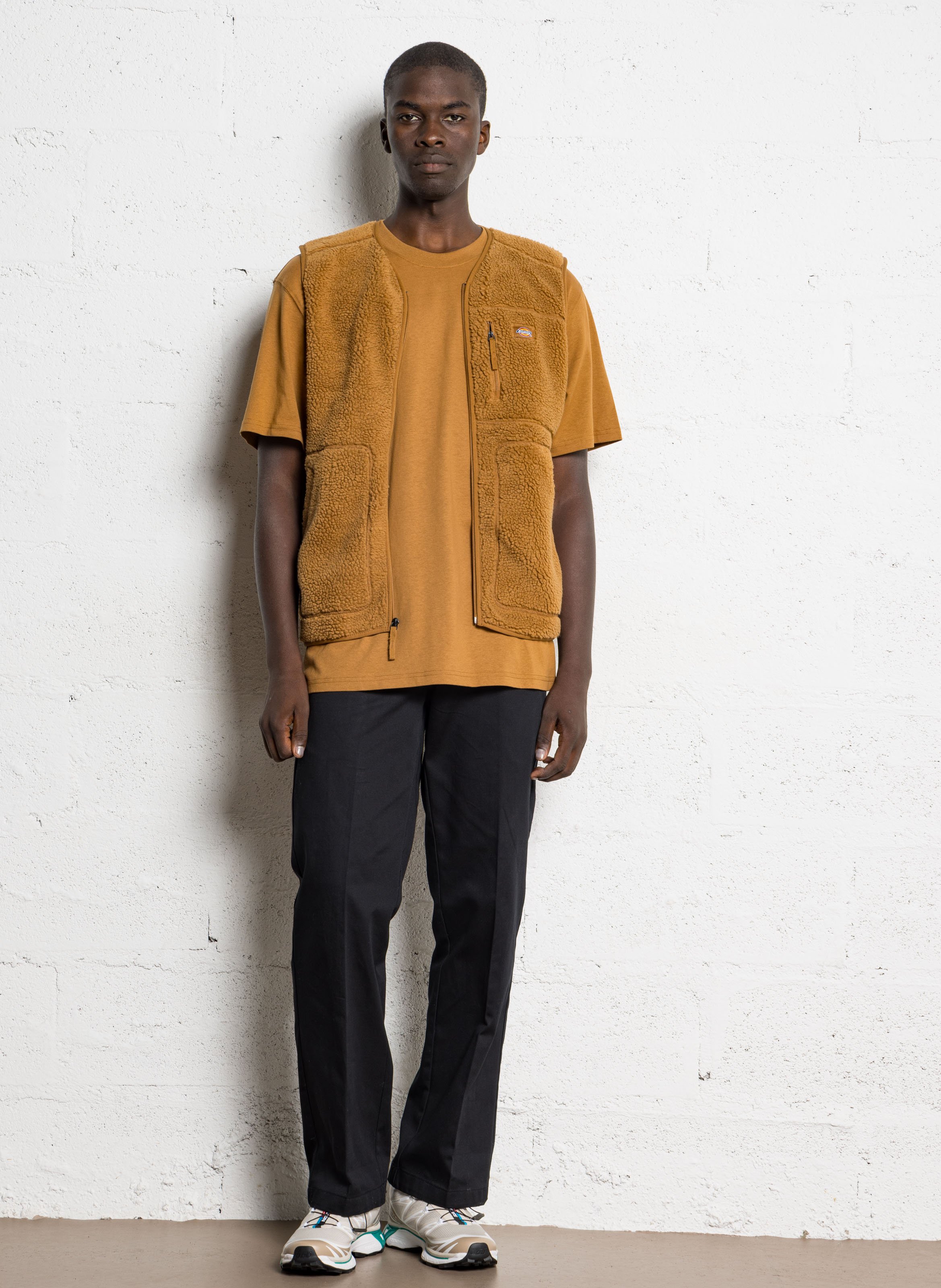 Jasje met V-hals van sherpa DICKIES Bruin