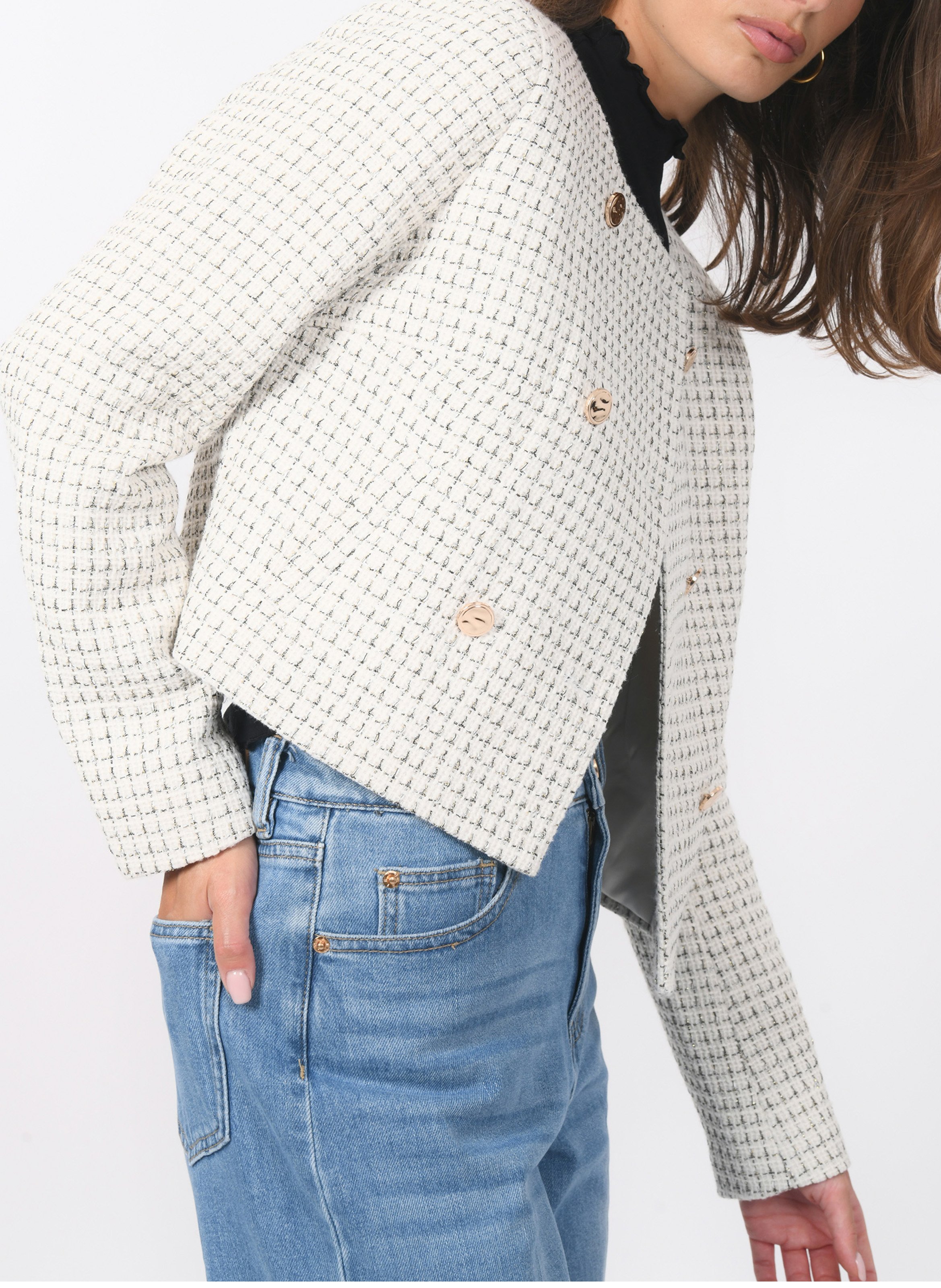 High-neck tweed jacket KOOKAI White