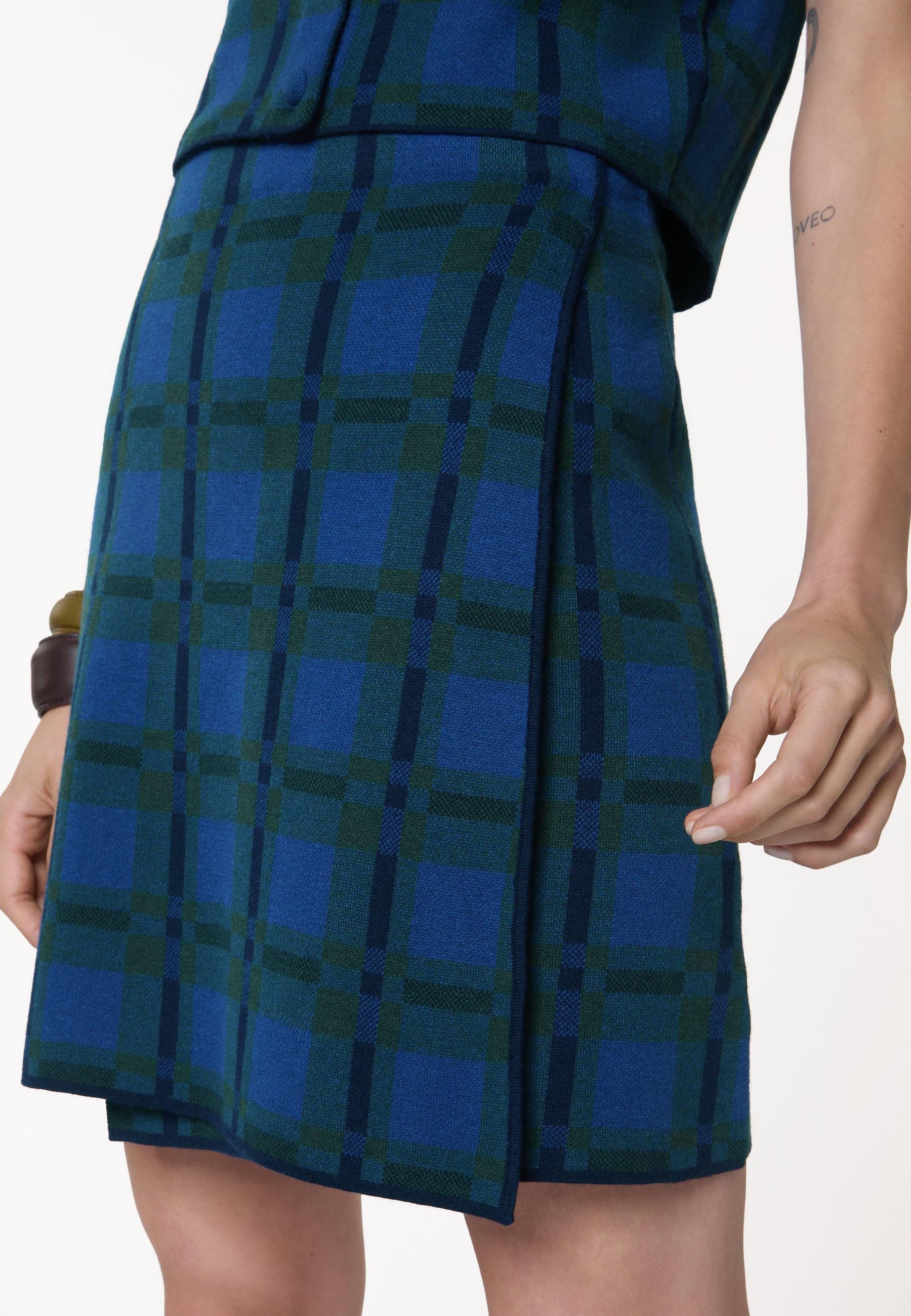 Straight plaid knit skirt RODIER Blue