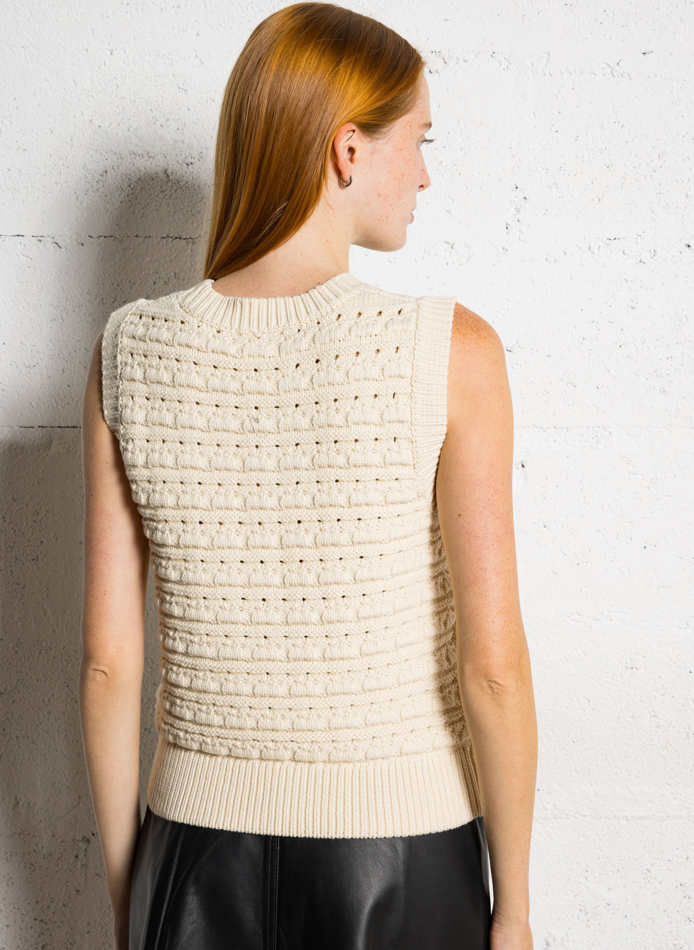 Pull col rond en coton mélangé MAISON 123 Beige