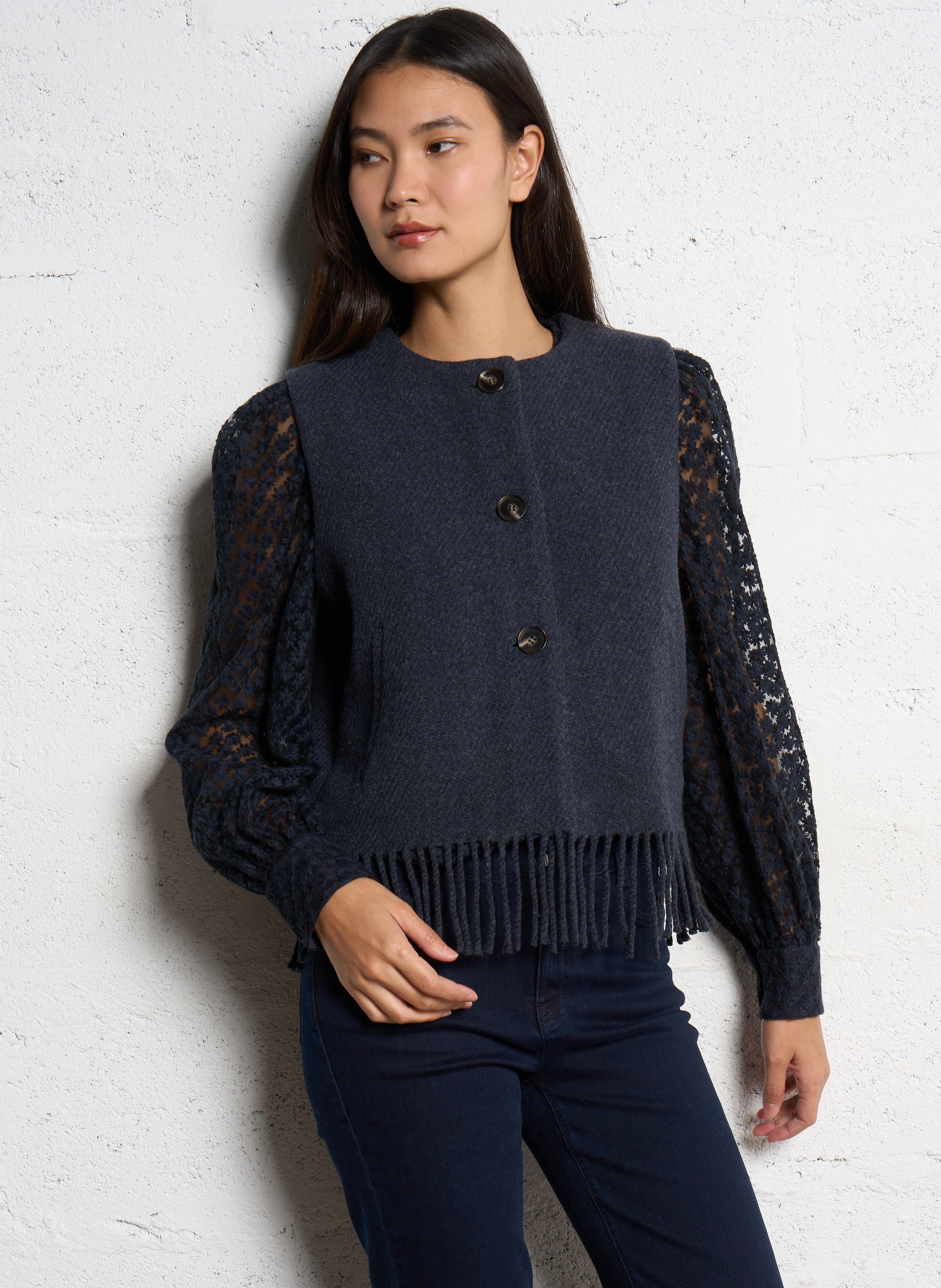 Veste ample en laine mélangée MAISON 123 Gris