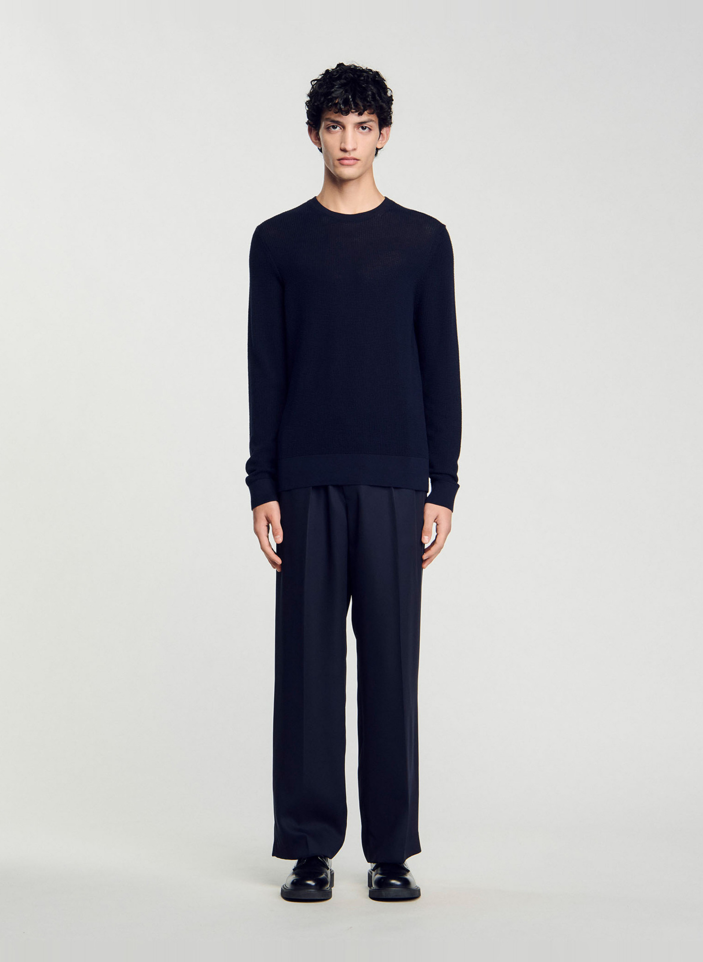 Gebreide trui met textuur SANDRO Blauw